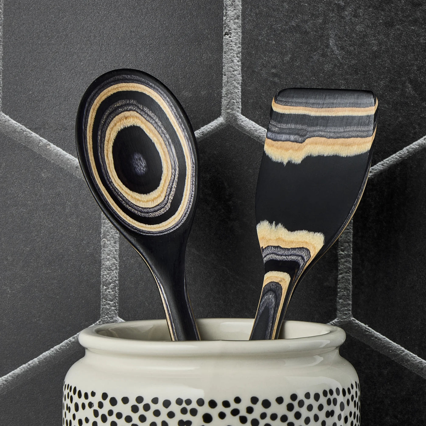 Nonstick Pakka Wood Spoon Black, for Cooking, Mixing, Serving and Nonstick Cookware, Durable Design for Daily Home Use