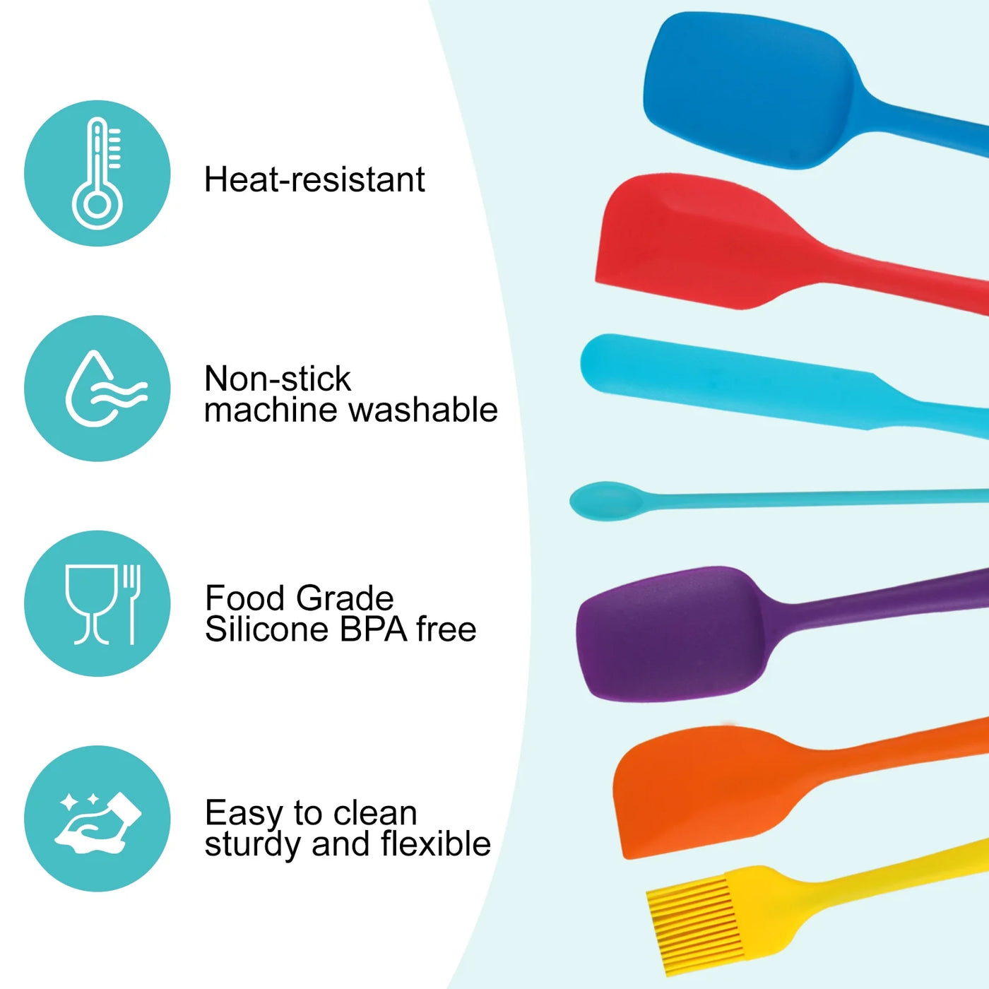 7-Piece Silicone Spatula Set, Food Grade Spatulas Silicone Heat Resistant (600°F), BPA Free Spatulas