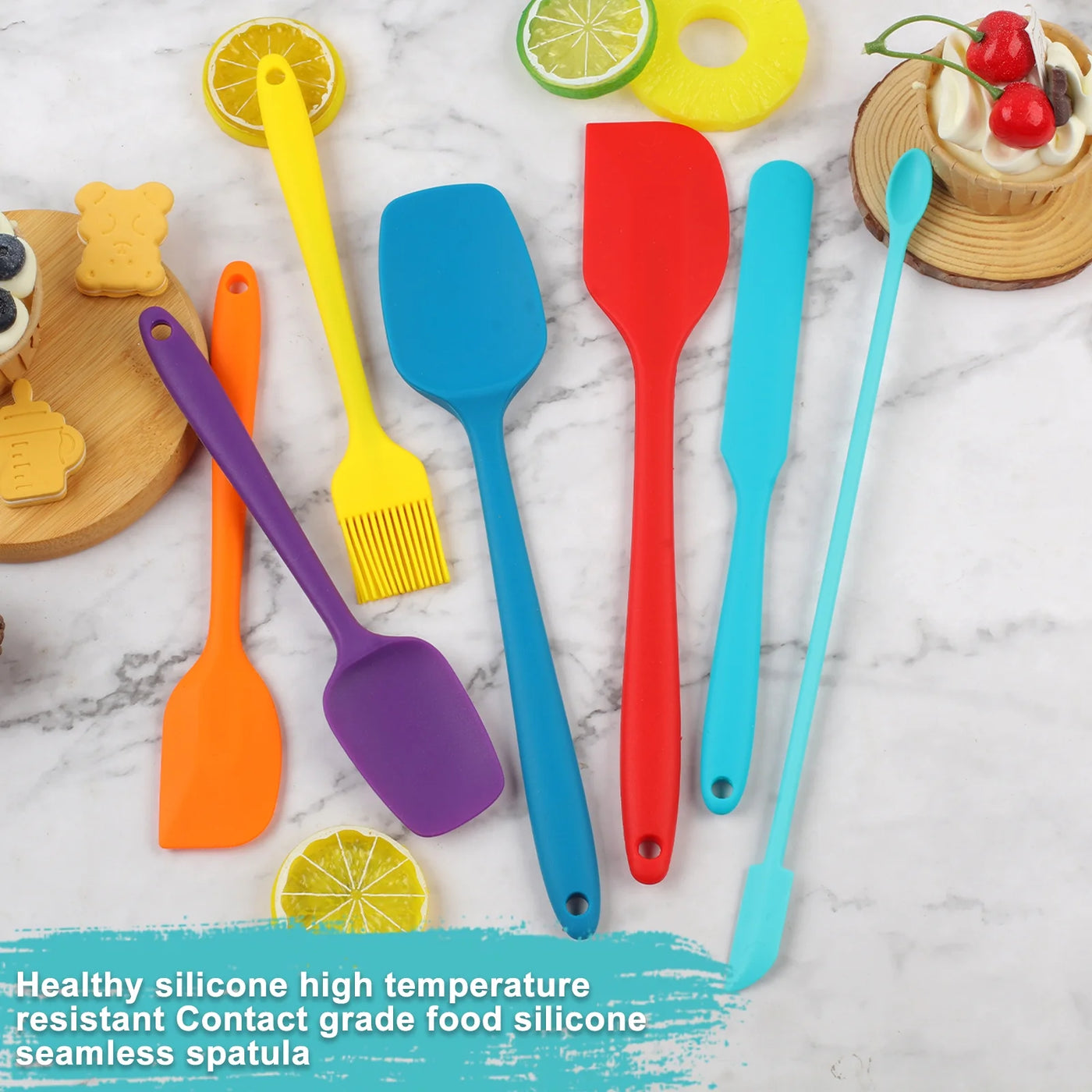 7-Piece Silicone Spatula Set, Food Grade Spatulas Silicone Heat Resistant (600°F), BPA Free Spatulas