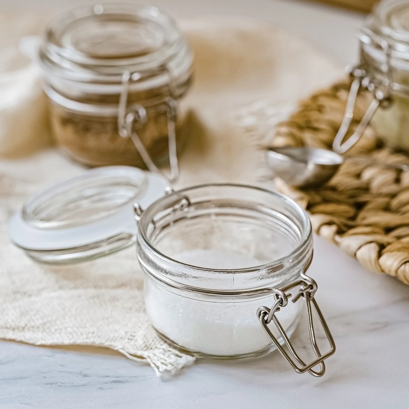 (2-pack) Glass Airtight Food Storage Jar with Lid, Clear Cereal and Dry Food Storage Container for Kitchen Pantry Organization