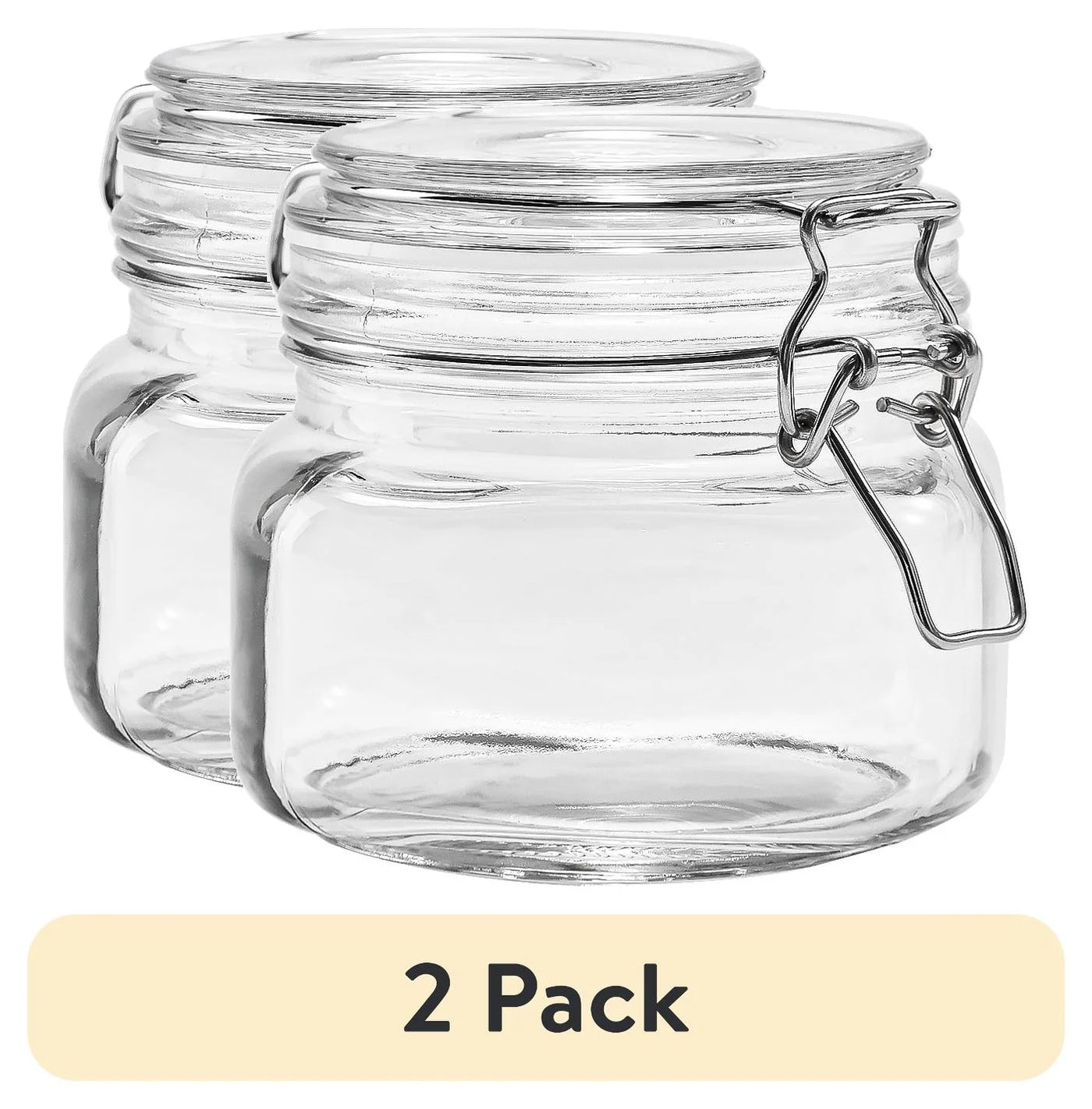 (2-pack) 17 Oz Glass Airtight Food Storage Jar Canister with Locking Lid, Pantry Organizer Container for Dry Food, Coffee, Sugar