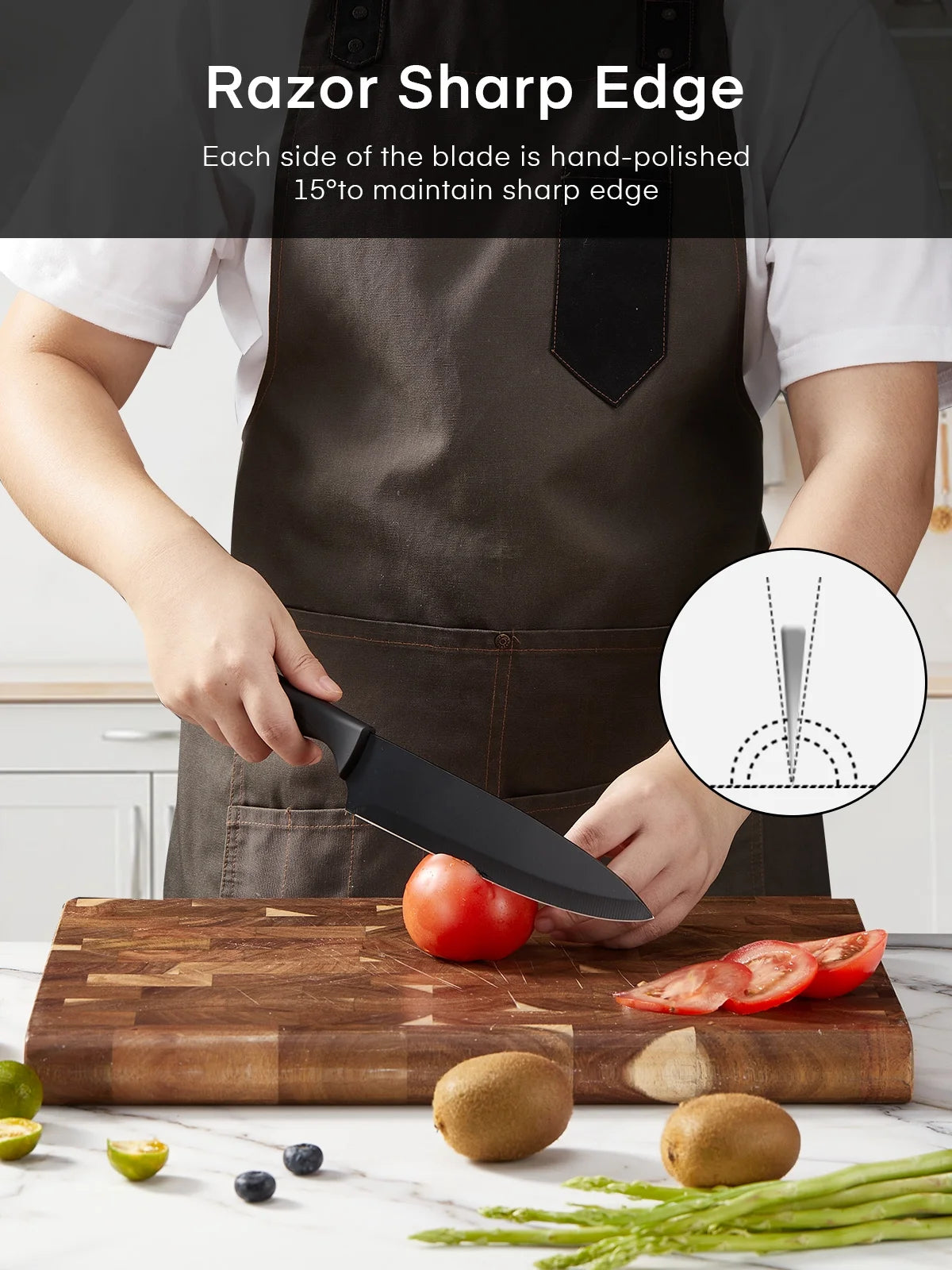 Set, 13-Piece Self Sharpening Stainless Steel Kitchen Knife Set, Matte Gray, for Chopping, Slicing and Everyday Food Preparation