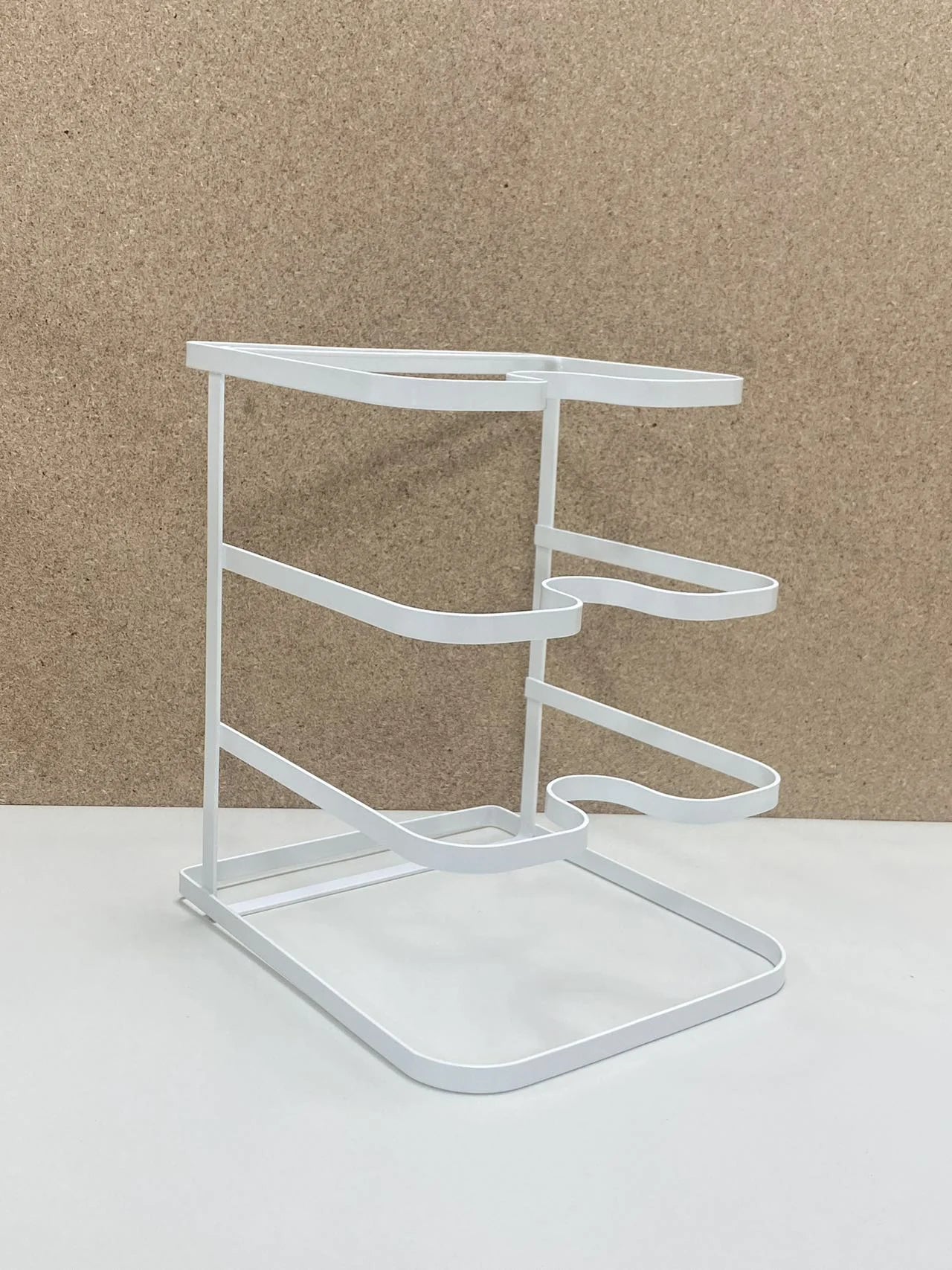 Metal Pot Lid Organizer Rack, U-shape Pan Lid Holder for Kitchen Cabinet, Countertop or Pantry Storage, White