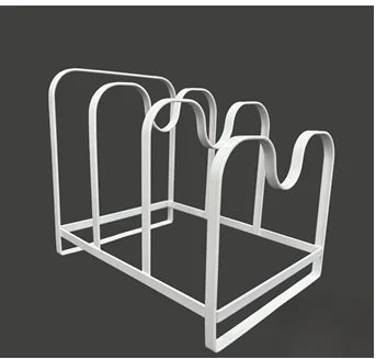 Metal Pot Lid Organizer Rack, U-shape Pan Lid Holder for Kitchen Cabinet, Countertop or Pantry Storage, White