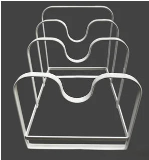 Metal Pot Lid Organizer Rack, U-shape Pan Lid Holder for Kitchen Cabinet, Countertop or Pantry Storage, White