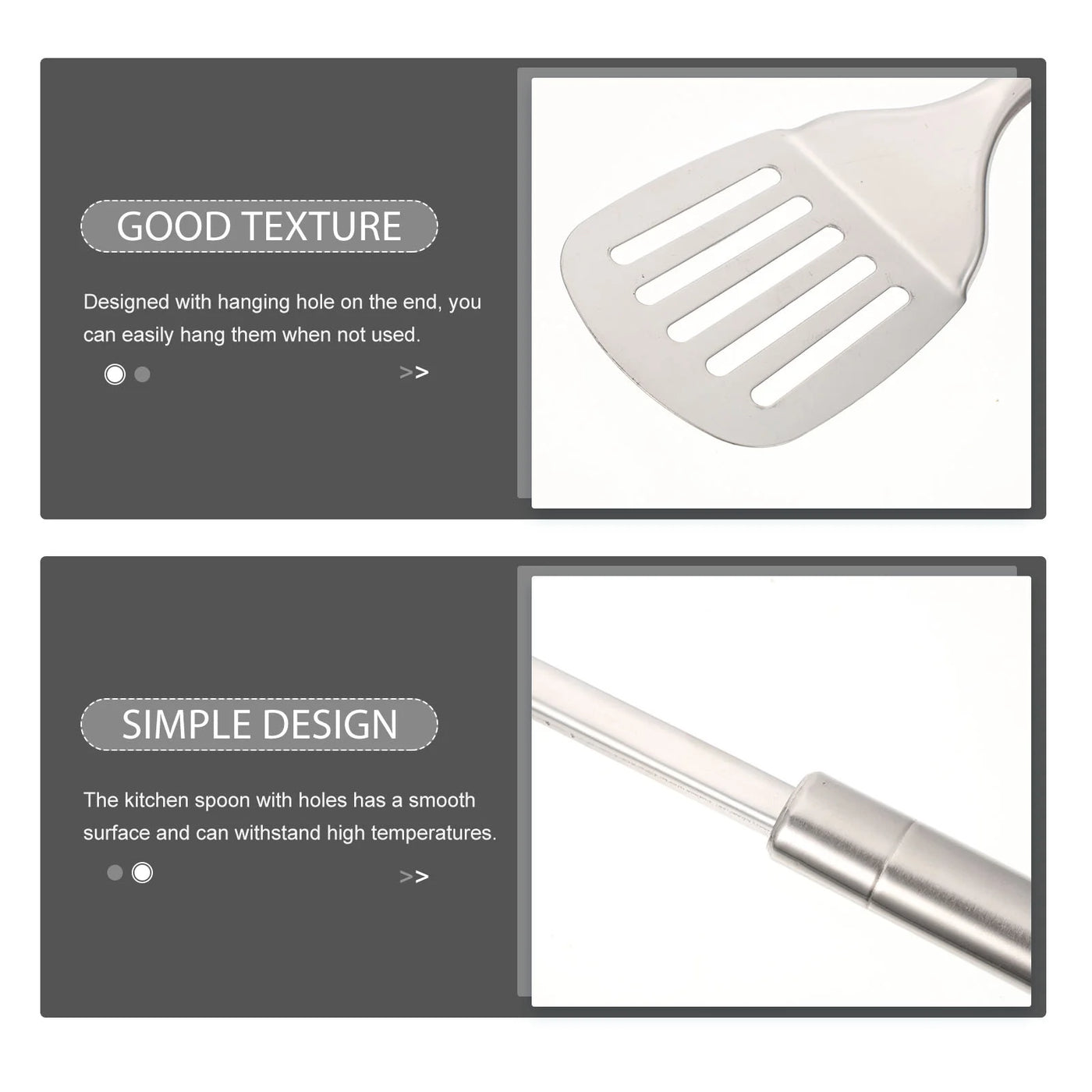 304 Stainless Steel Kitchen Utensil Set, 5-Piece, Ergonomic Stay-cool Hollow Handles, Dishwasher Safe, Silver