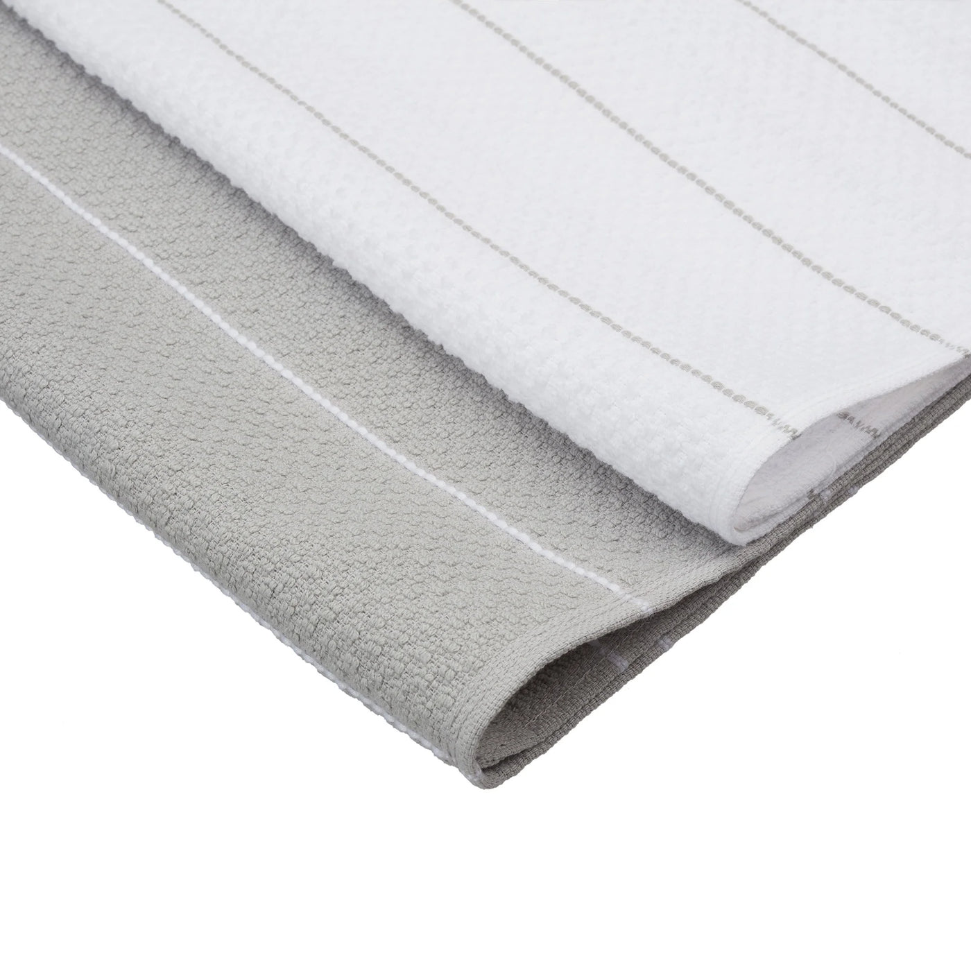 Dobby Rice Weave Kitchen Towels, 15” X 25”, Set of 10, Soft Silver, for Drying Dishes, Wiping Counters and Everyday Kitchen Cleaning