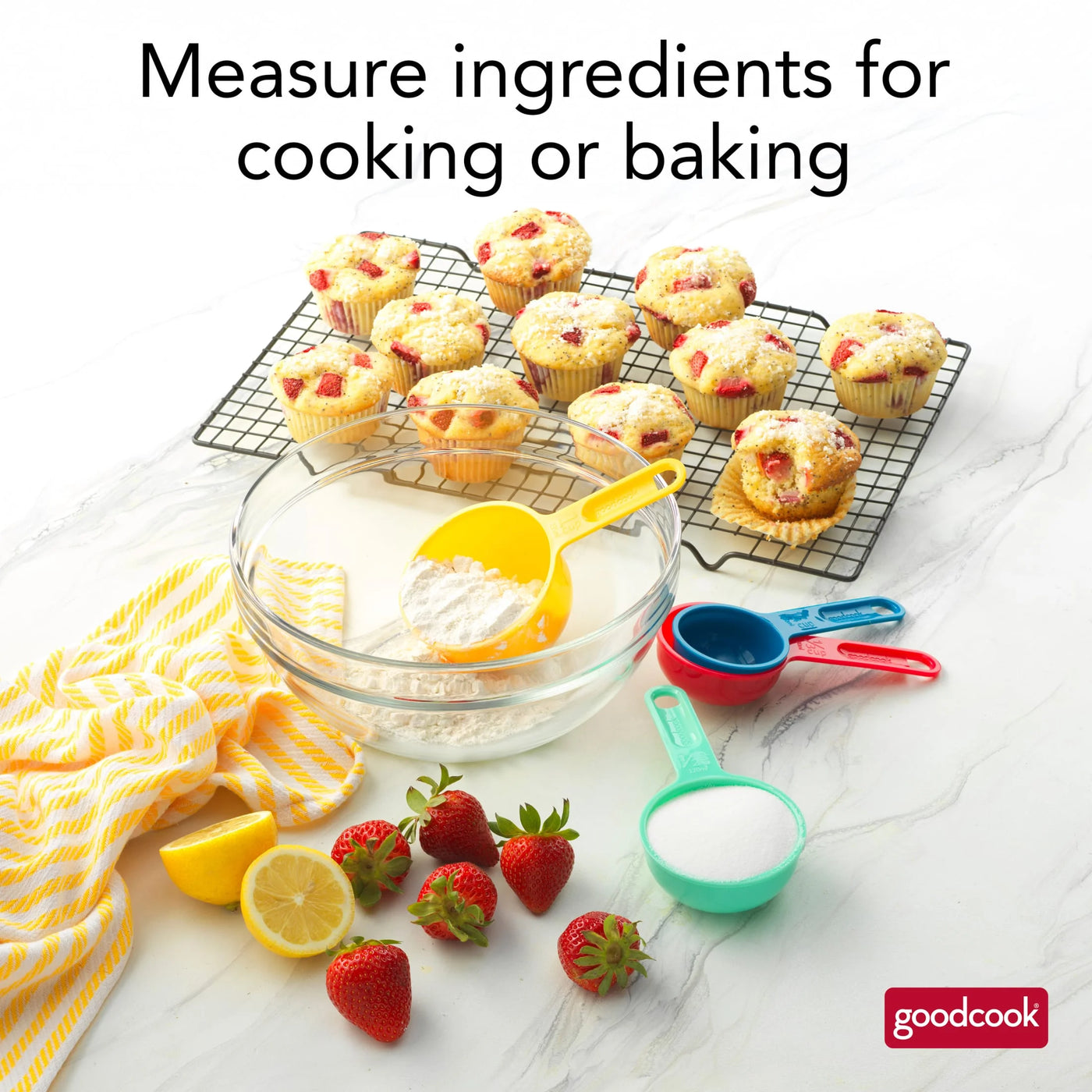 8-Piece Nesting Measuring Cups and Spoons Set with Storage Ring, for Cooking, Mixing, Serving and Nonstick Cookware