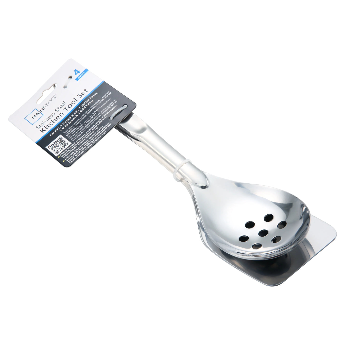 Stainless Steel 4-Piece Utensil Set: Includes Slotted Turner, Solid Turner, Spoon, and Slotted Spoon