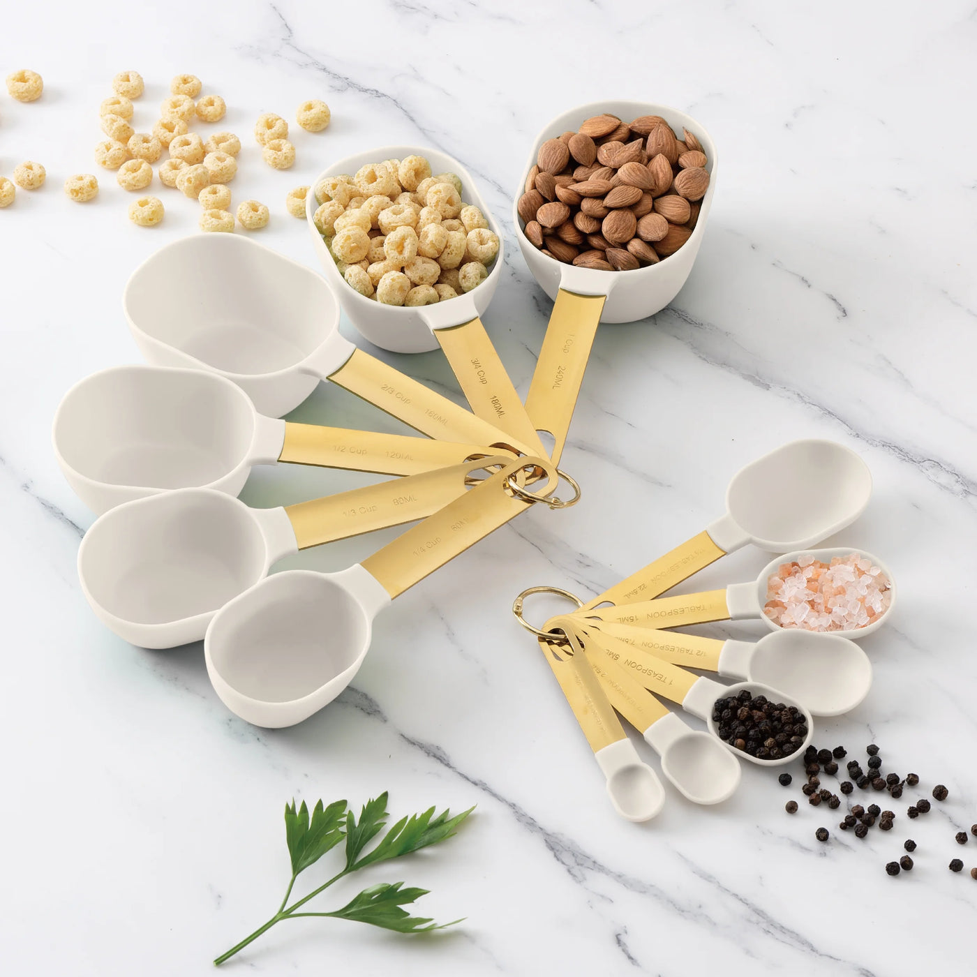 Cook with Color 12-Piece Measuring Cup and Spoon Combo Set, Essential Kitchen Utensils, Dishwasher Safe, White