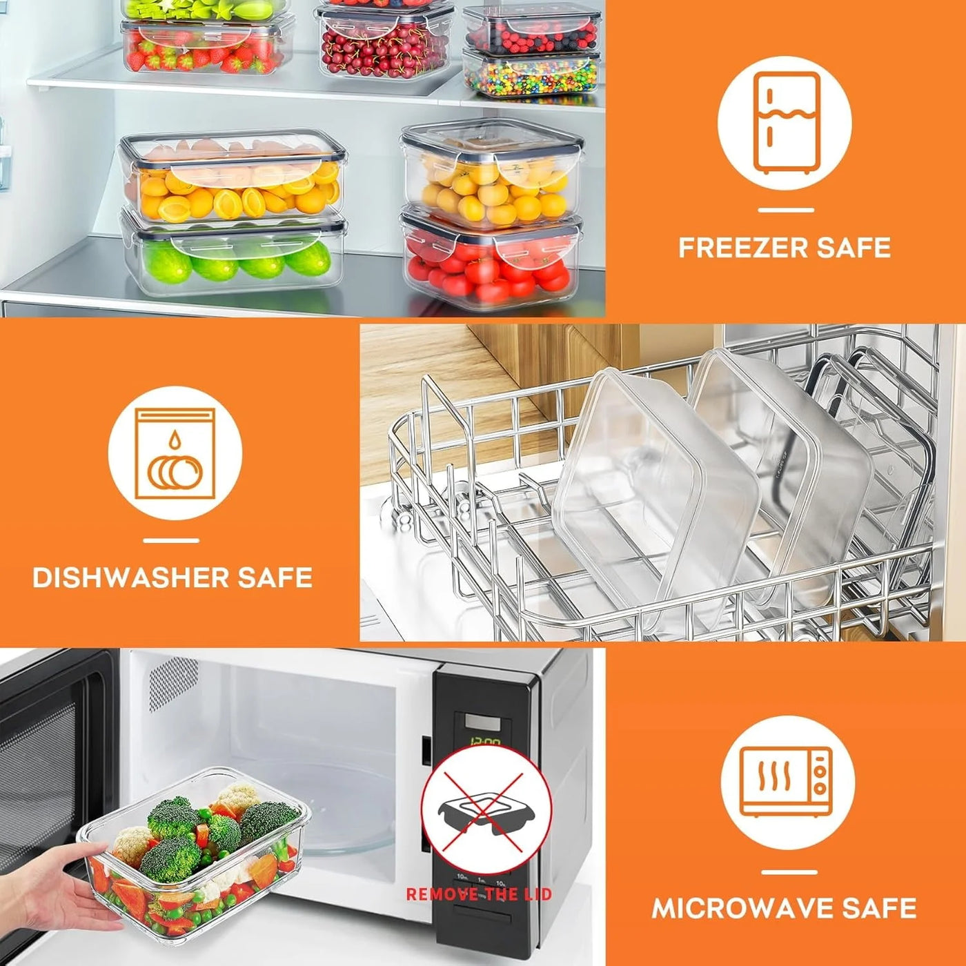 48-Piece Plastic Food Storage Containers with Lids (24 Containers and 24 Lids), Leakproof BPA-FREE Containers for Kitchen Organization, Meal Prep