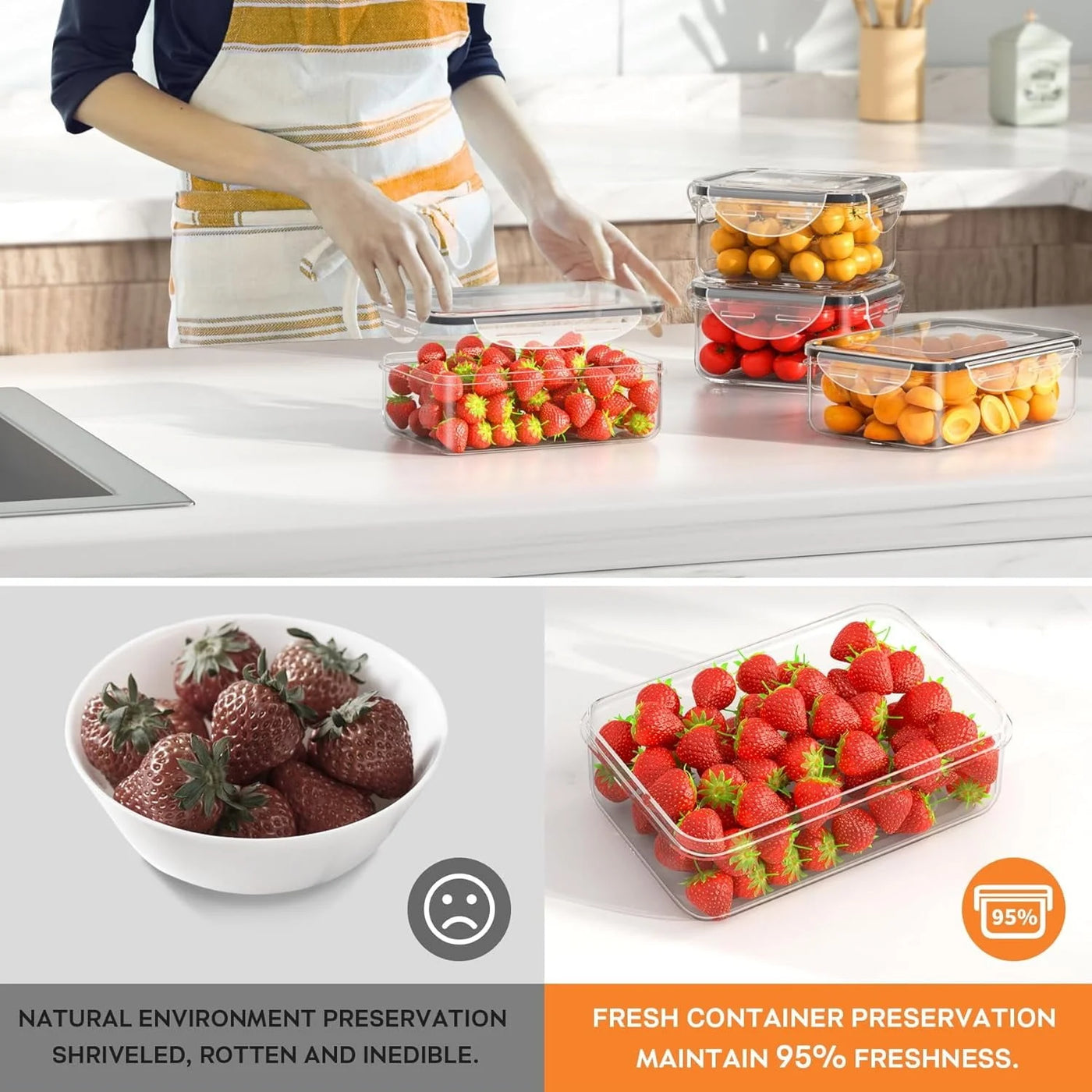 48-Piece Plastic Food Storage Containers with Lids (24 Containers and 24 Lids), Leakproof BPA-FREE Containers for Kitchen Organization, Meal Prep