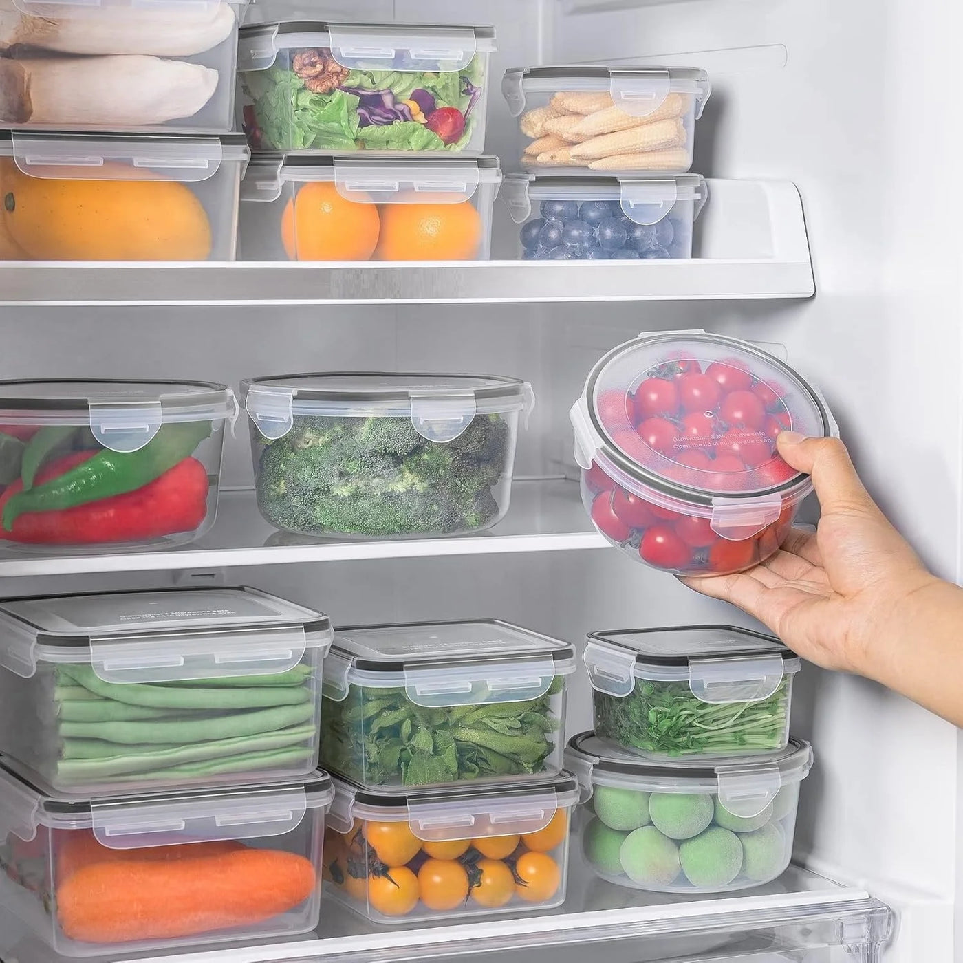 48-Piece Plastic Food Storage Containers with Lids (24 Containers and 24 Lids), Leakproof BPA-FREE Containers for Kitchen Organization, Meal Prep