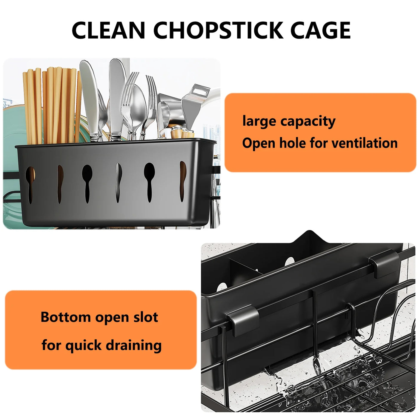 Large Capacity Dish Drying Rack, Compact Stainless Steel Dish Rack with Utensil Holder, Space-saving Storage and Organizer for Kitchen Countertop