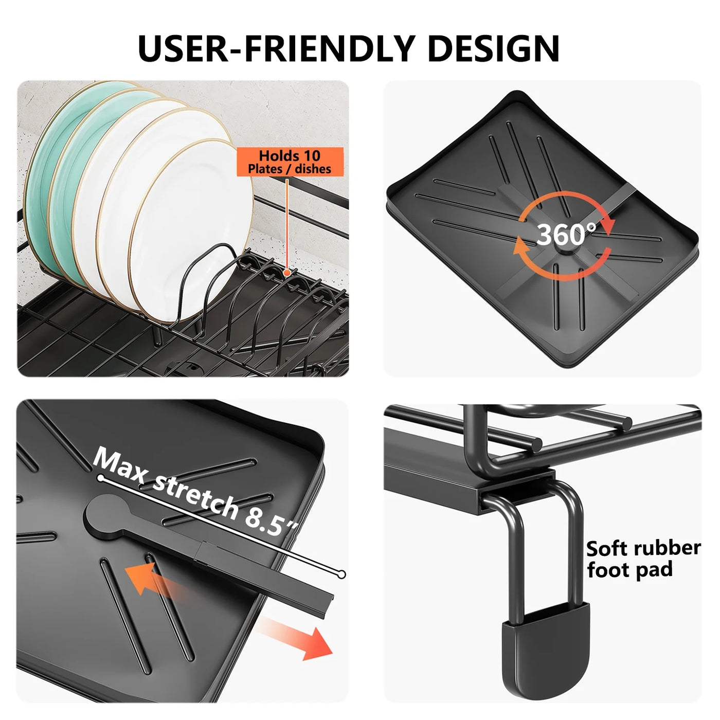 Large Capacity Dish Drying Rack, Compact Stainless Steel Dish Rack with Utensil Holder, Space-saving Storage and Organizer for Kitchen Countertop