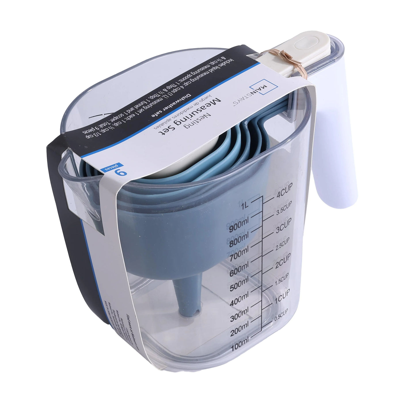 9-Piece Stackable Measuring Set Kitchen Tools for Cooking, 7.48" L, Blue, for Everyday Home Kitchen Cooking, Storage and Organization