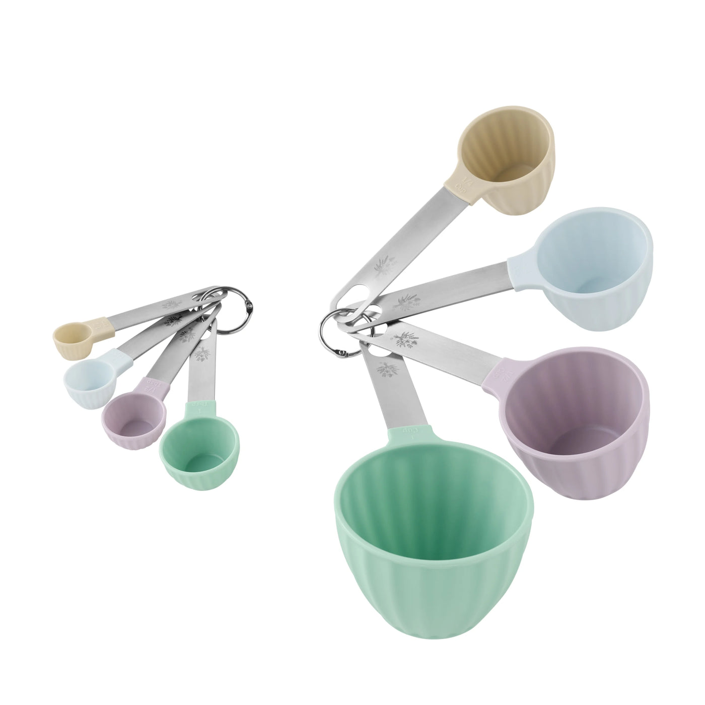 8-Piece Plastic Measuring Cup and Spoon Set, Multicolor, for Cooking, Mixing, Serving and Nonstick Cookware