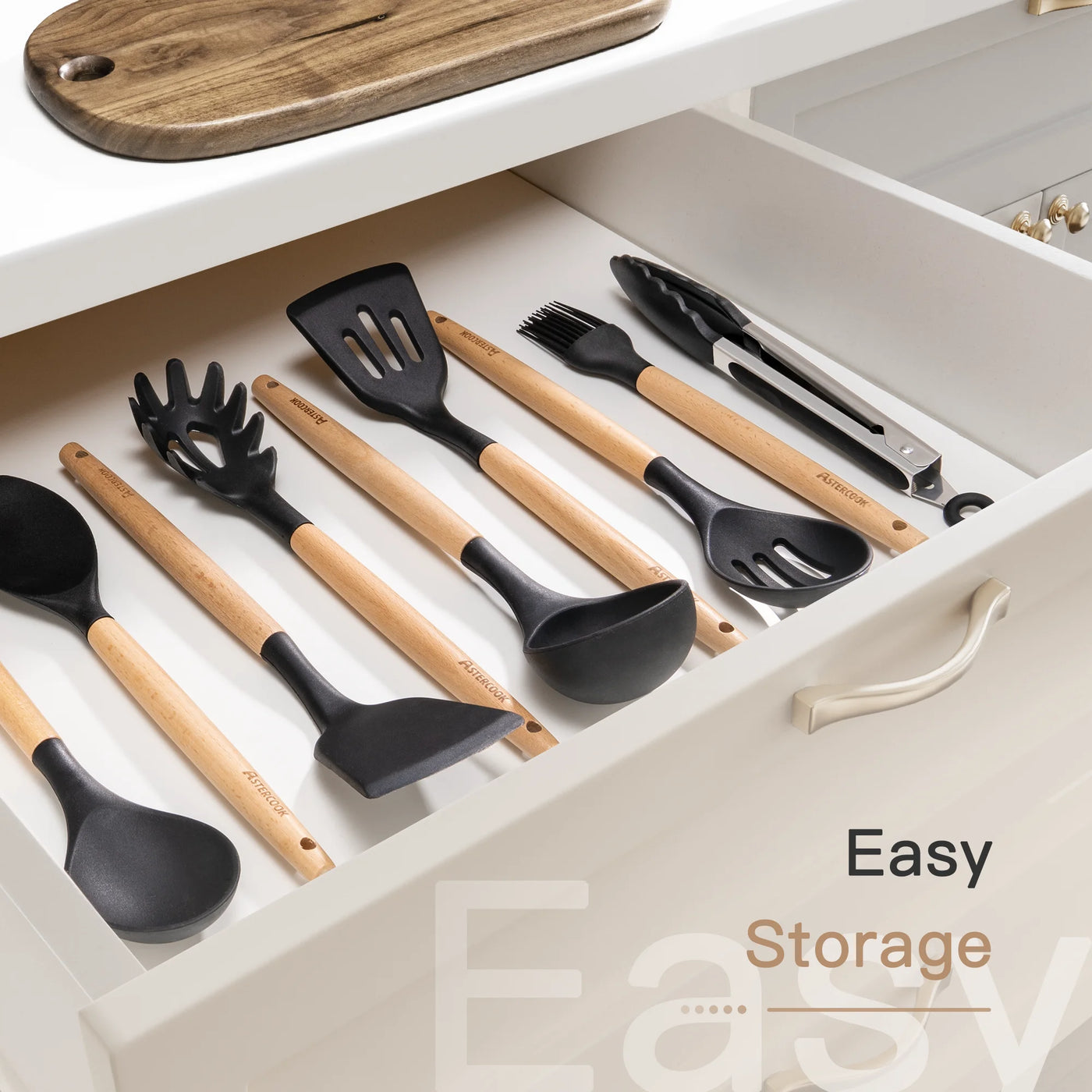 Silicone Cooking Utensils Set, 38-Piece Kitchen Utensils Set for 446°F Heat Resistant, Food Grade Utensil Sets with Wooden Handle