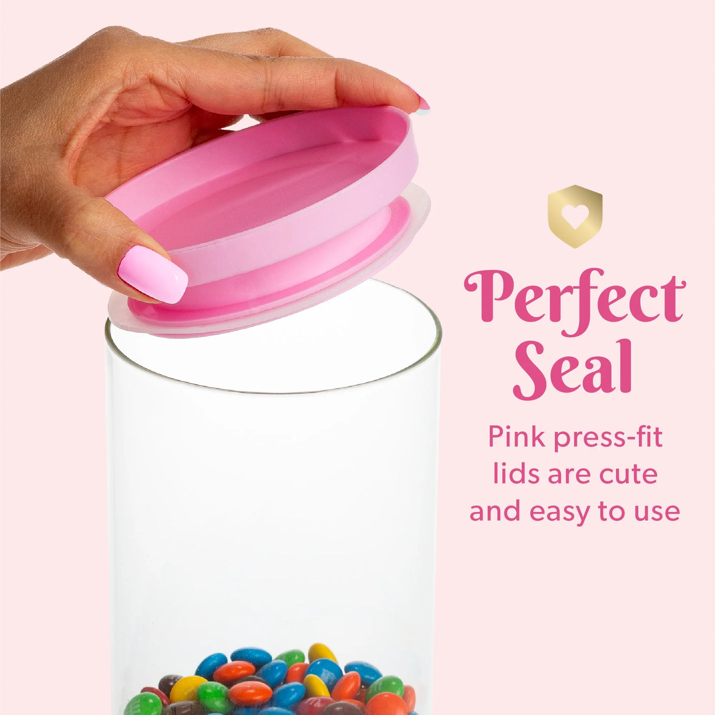 2-Piece Glass Food Storage Canister Set with Lids, Kitchen Containers for Flour, Sugar, and Pasta, 7 Cup Capacity, Pink