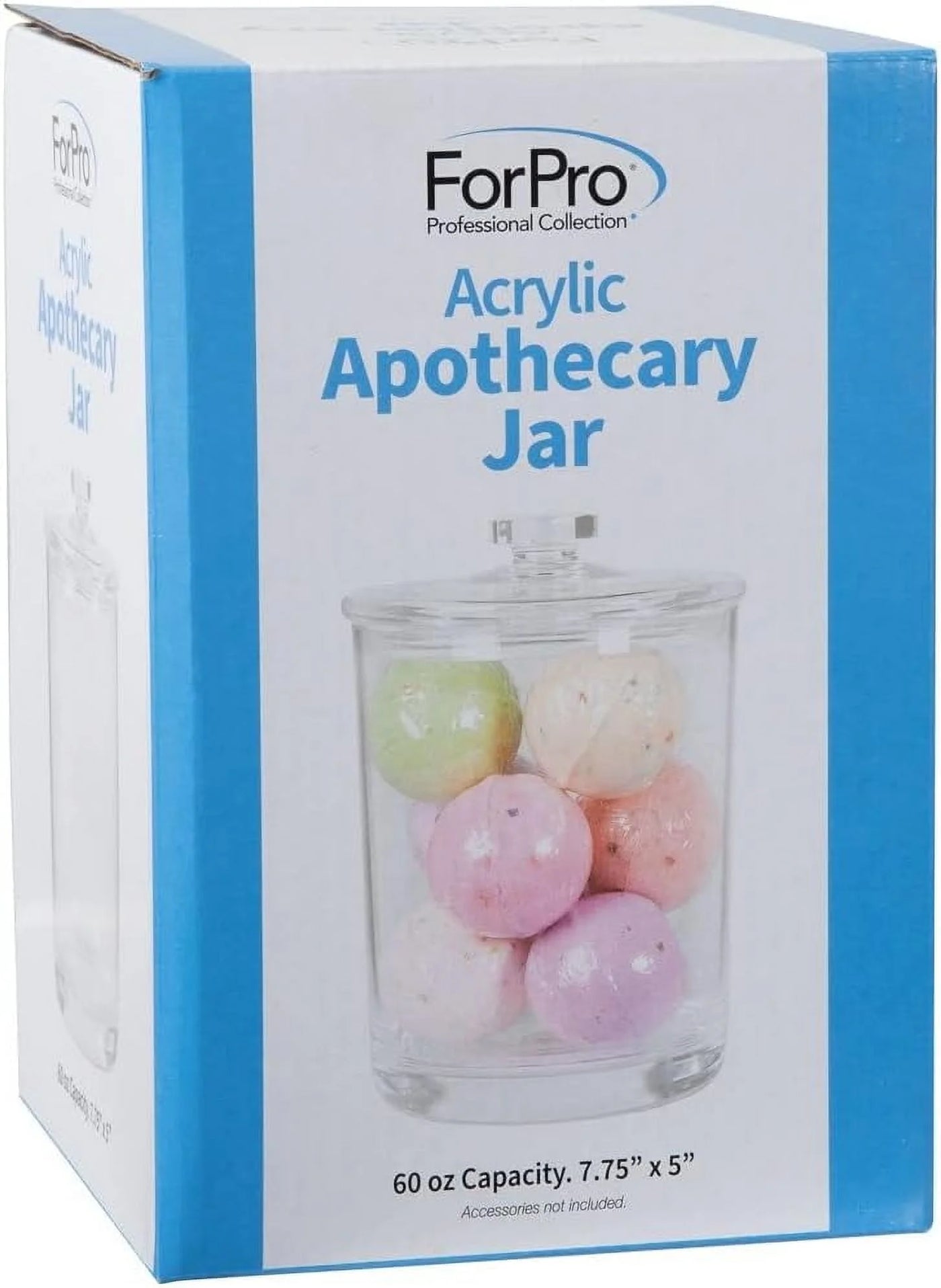 Acrylic Apothecary Jar with Lid, 60 Oz Storage Container for Bathroom, Kitchen and Office, 7.75" X 5"
