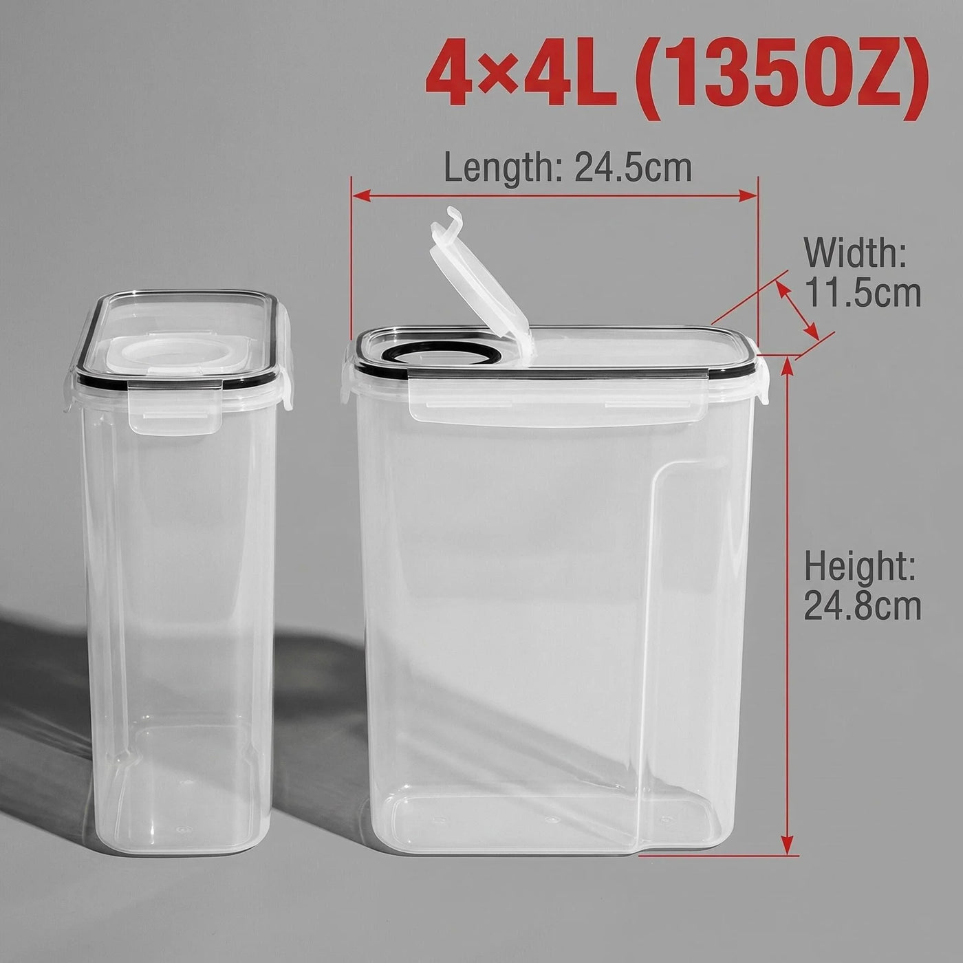 4-Pack 135oz Extra Large Airtight Cereal Food Storage Containers 135OZ | BPA-FREE Plastic Container for Pantry Organization and Canister for Grain