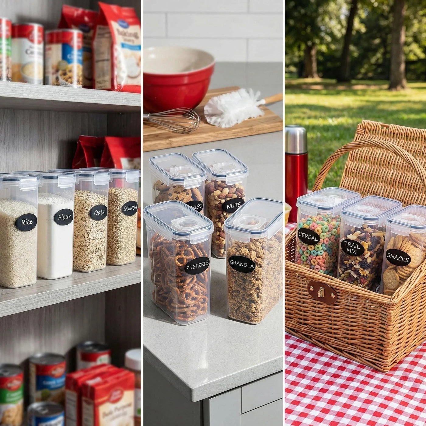 4-Pack 135oz Extra Large Airtight Cereal Food Storage Containers 135OZ | BPA-FREE Plastic Container for Pantry Organization and Canister for Grain
