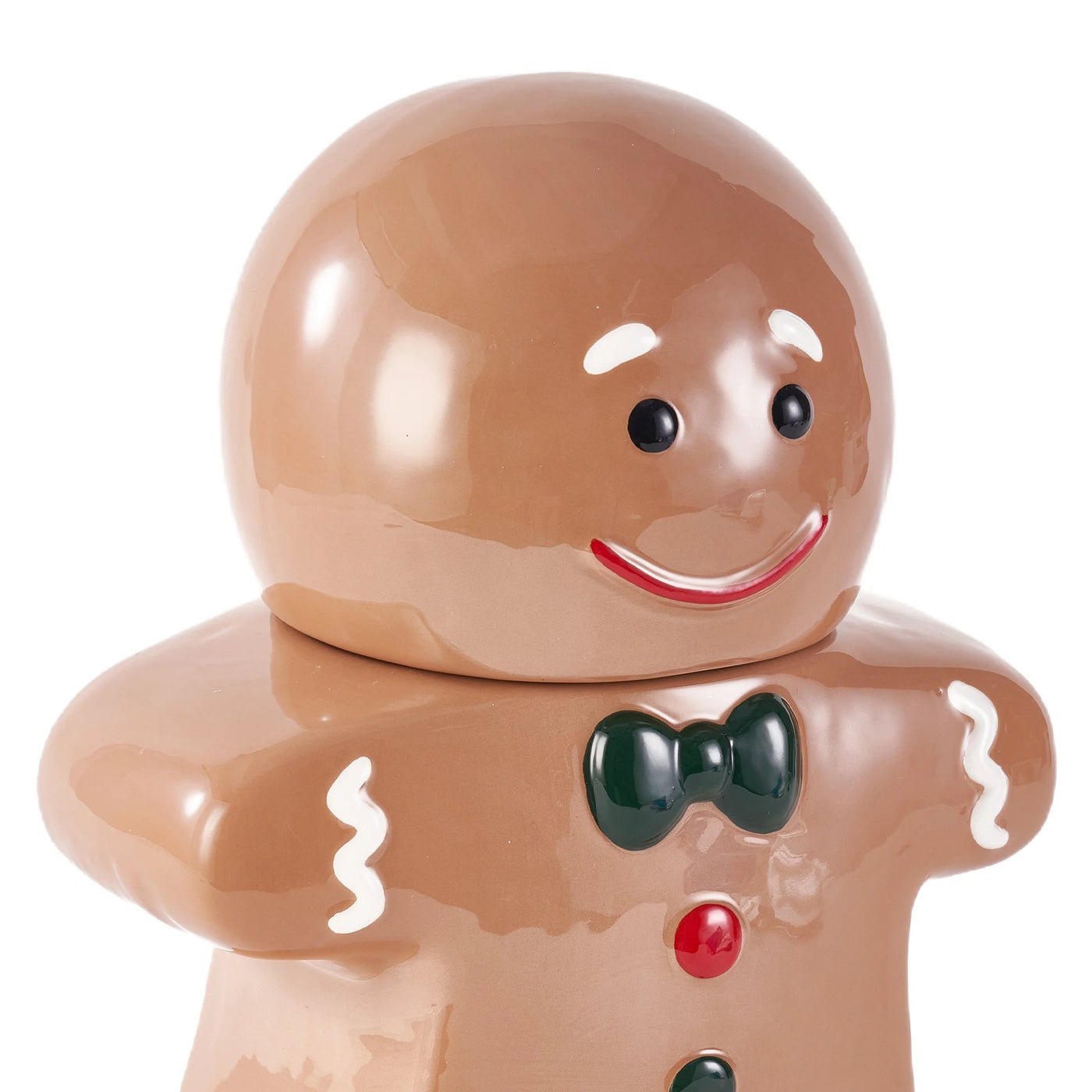 Holiday Time Ceramics Gingerbread Man Cookie Jar, Ceramic Cookie Jar for Kitchen Counter, Great for Cookies, Treats and Holiday Décor