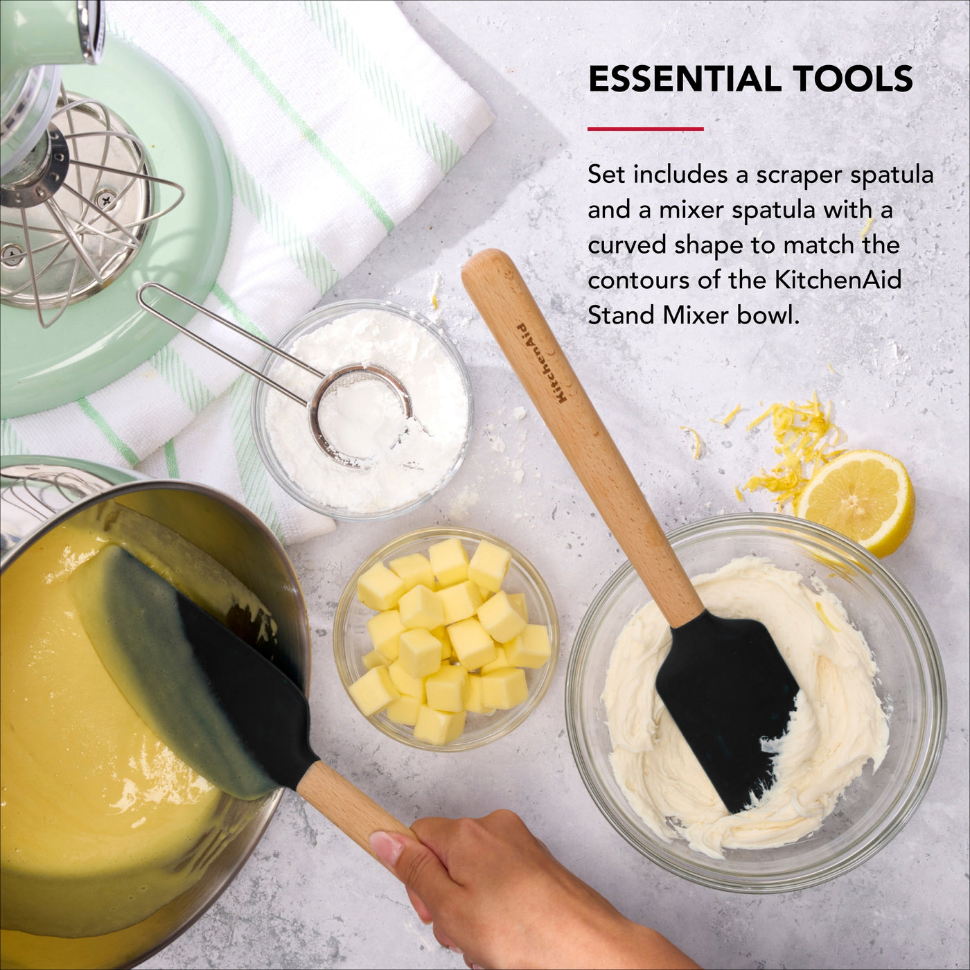 2-Piece Silicone Mixing Spatula and Scraper Set for Cooking, Black, for Cooking, Mixing, Serving and Nonstick Cookware