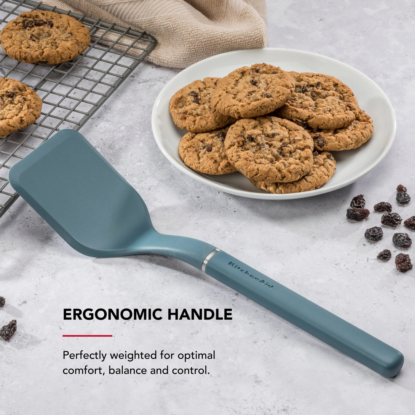 3-Piece Cooking Utensils Set with Ergonomic Handles, Agave, for Cooking, Mixing, Serving and Nonstick Cookware