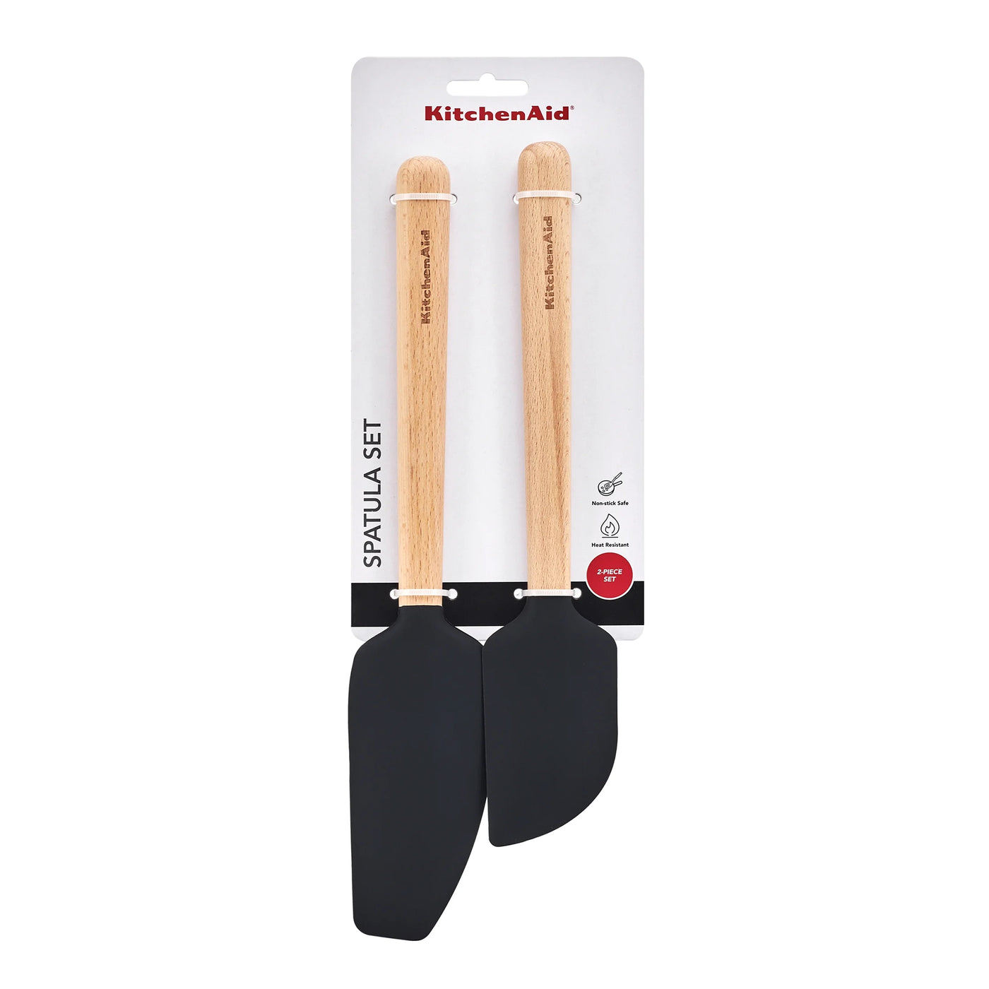 2-Piece Silicone Mixing Spatula and Scraper Set for Cooking, Black, for Cooking, Mixing, Serving and Nonstick Cookware