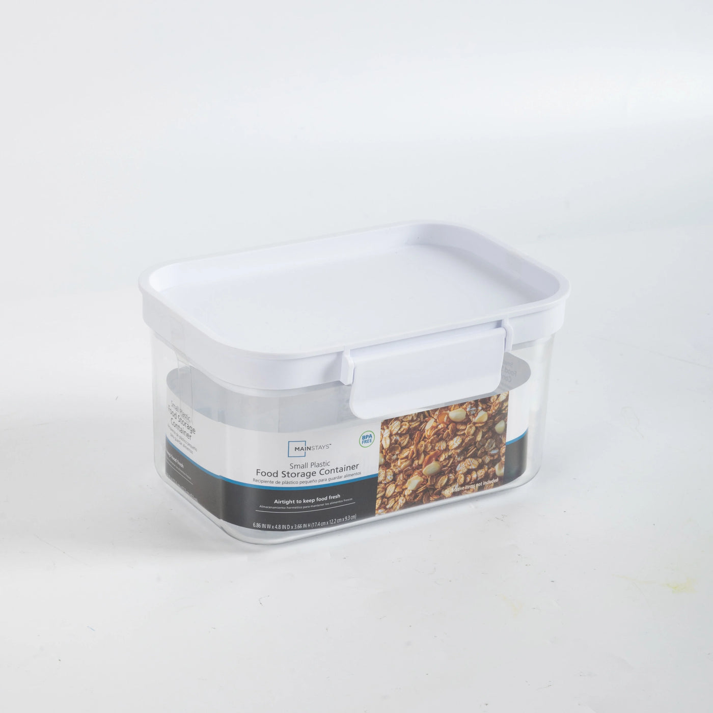 Small Rectangular Plastic Pantry Food Storage Container with Lid, Kitchen Dry Food Storage Canister Organizer, 6.9" W X 4.8" D X 3.7" H