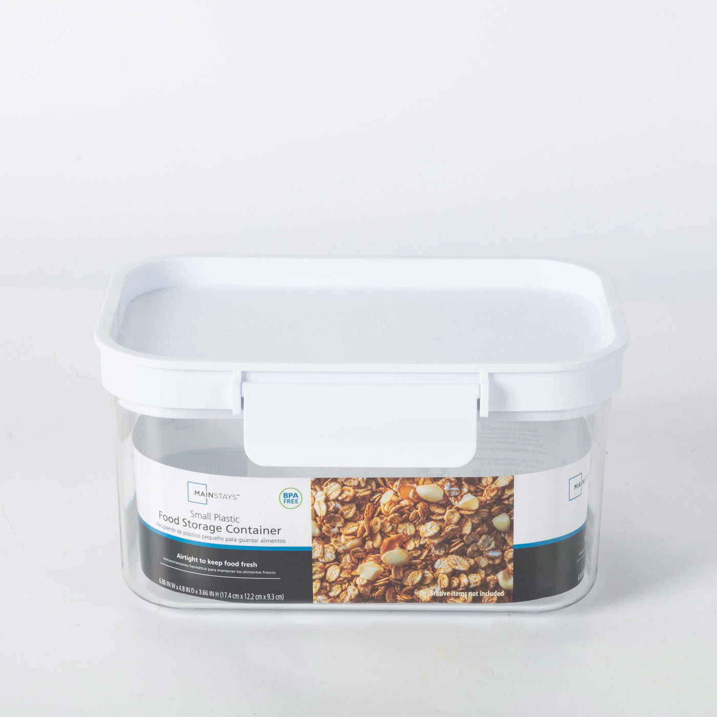Small Rectangular Plastic Pantry Food Storage Container with Lid, Kitchen Dry Food Storage Canister Organizer, 6.9" W X 4.8" D X 3.7" H
