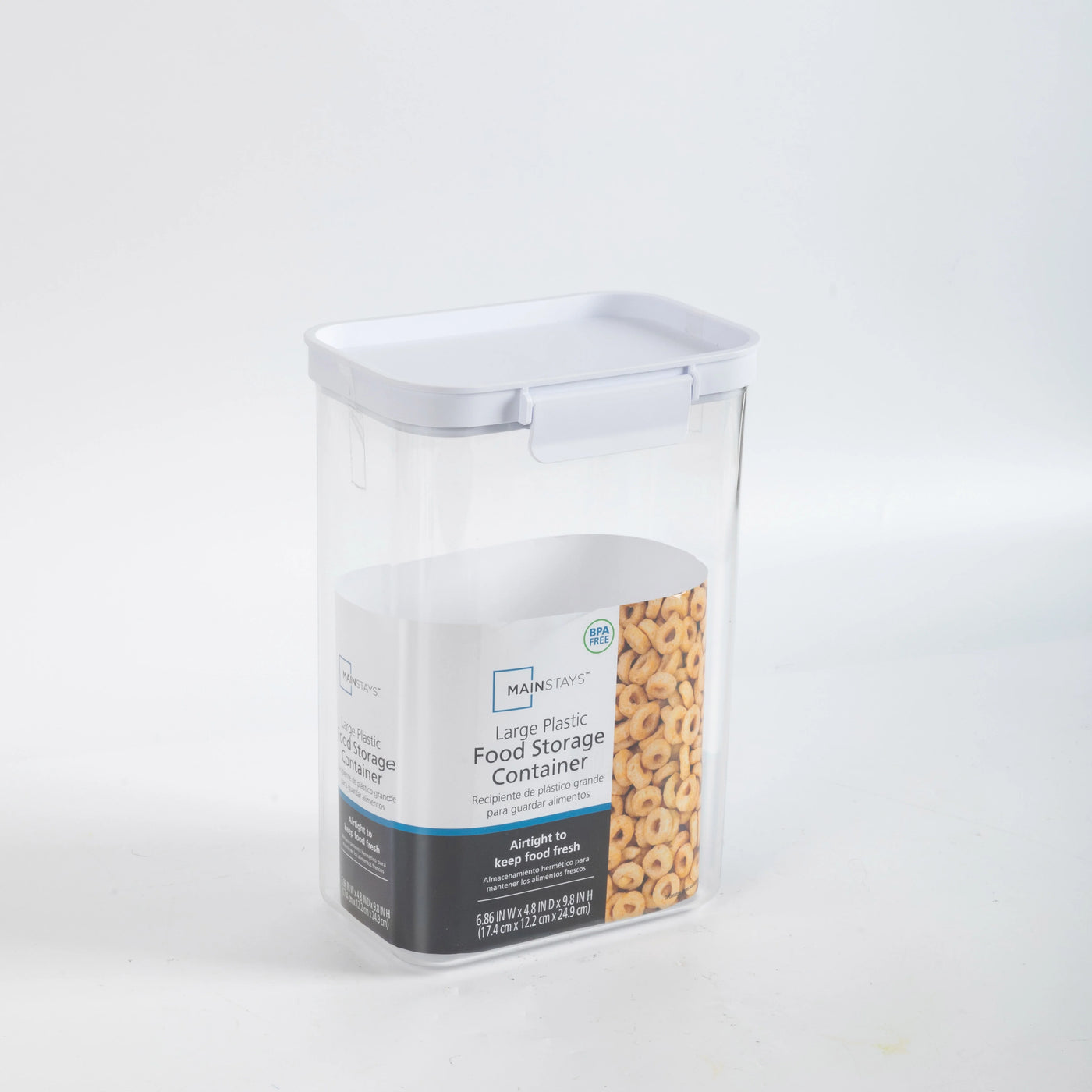 Large Rectangular Plastic Pantry Storage Canister, Kitchen Food Storage Container for Dry Foods and Pantry Organization, 6.9" W X 4.8" D X 9.8" H