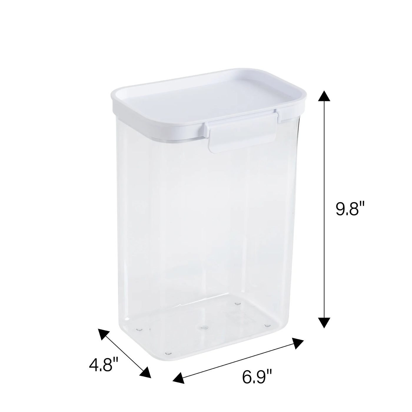 Large Rectangular Plastic Pantry Storage Canister, Kitchen Food Storage Container for Dry Foods and Pantry Organization, 6.9" W X 4.8" D X 9.8" H