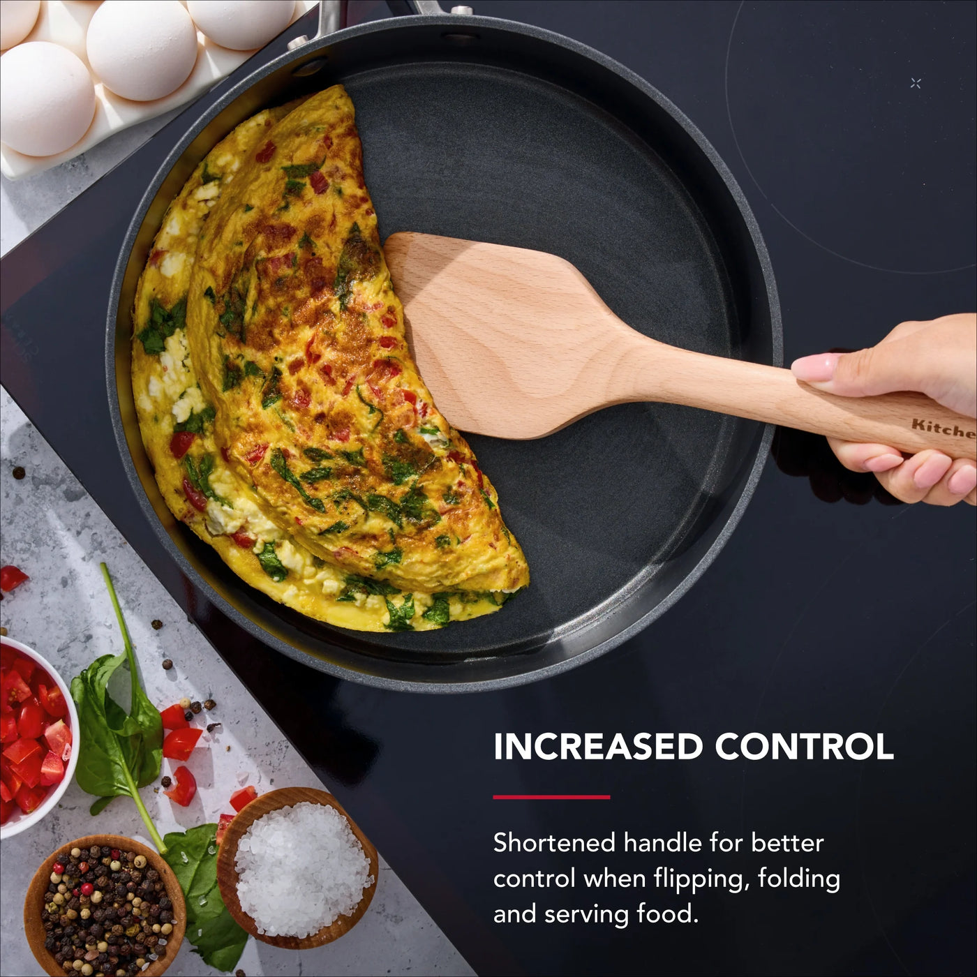 2-Piece Wooden Kitchen Cooking Utensils Set, Beech Wood, for Cooking, Mixing, Serving and Nonstick Cookware