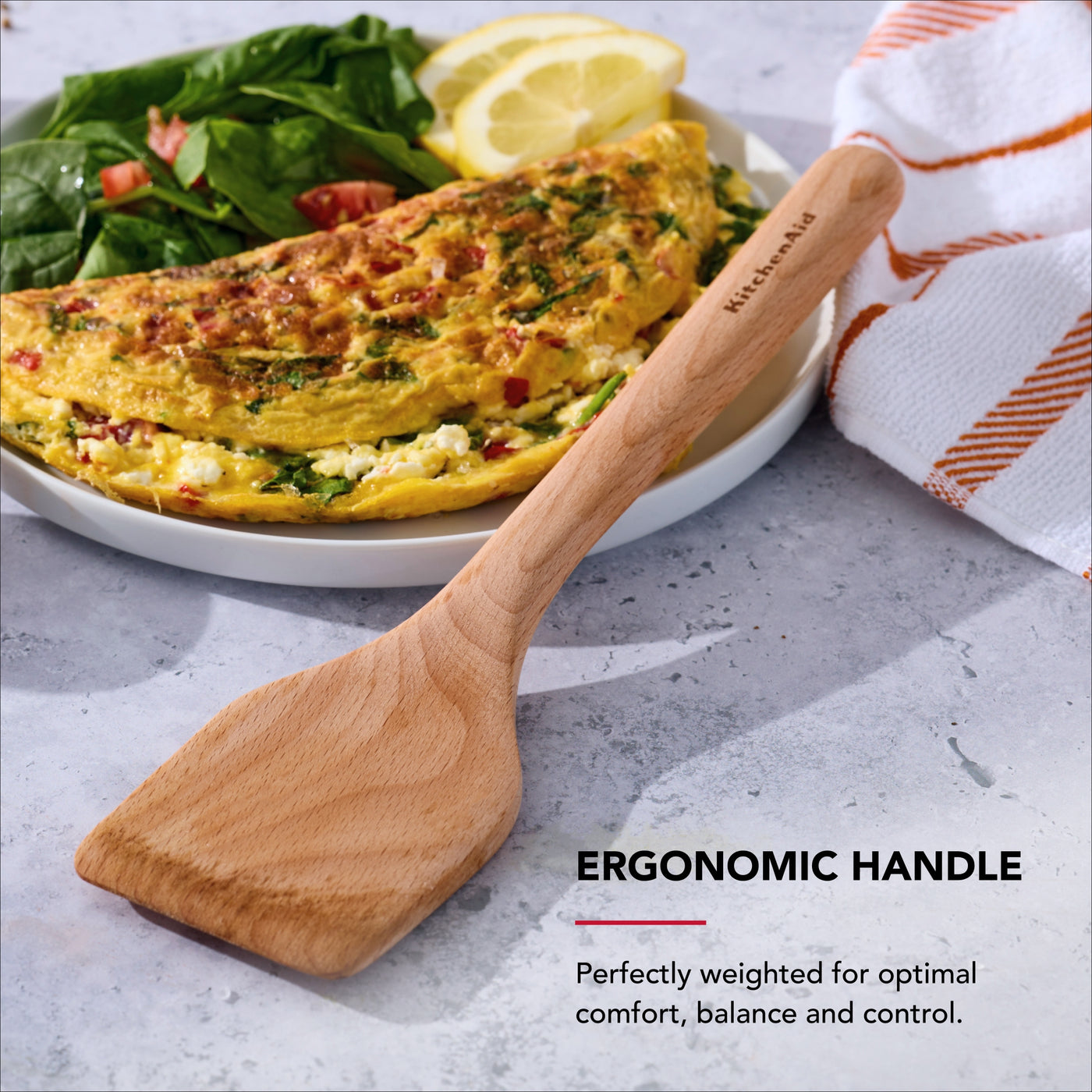 2-Piece Wooden Kitchen Cooking Utensils Set, Beech Wood, for Cooking, Mixing, Serving and Nonstick Cookware