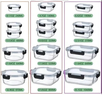 30-Piece Glass Food Storage Containers with Lids, Easy Lock Airtight Lid, for Meal Prep, Leftovers, Fruit, Fridge, Freezer, and Oven Safe