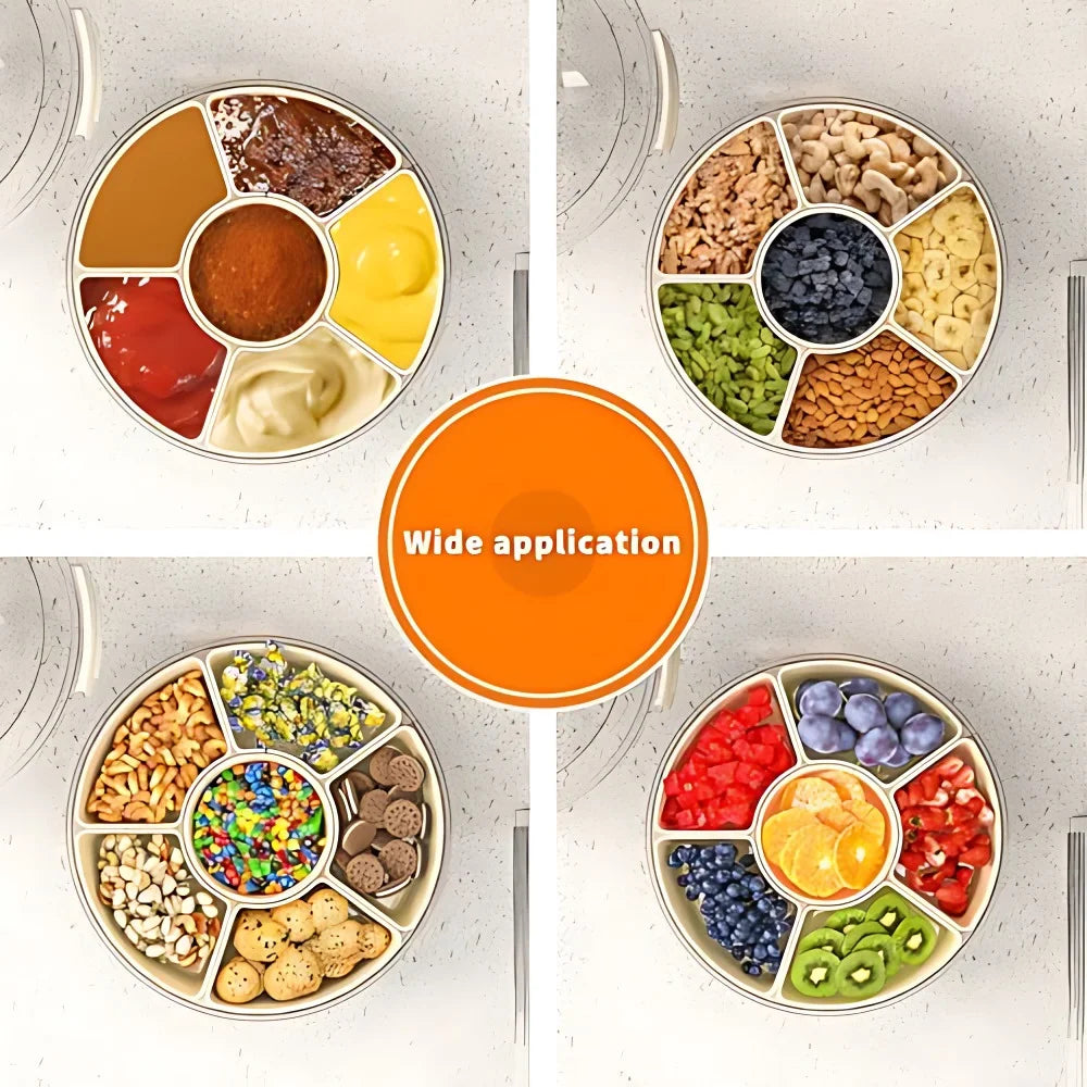 Small Divided Serving Tray with Lid and Handle, Stackable Snackle Box Container for Fruits Candy Organizer