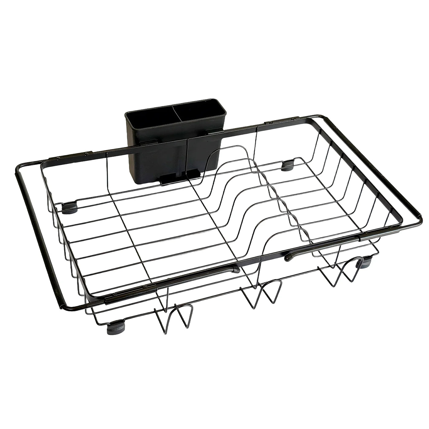 Dish Drying Rack in Sink, Expandable Stainless Steel Dish Rack Over The Sink, Kitchen Sink Drain Strainer with Cutlery Holder and Cup Holders