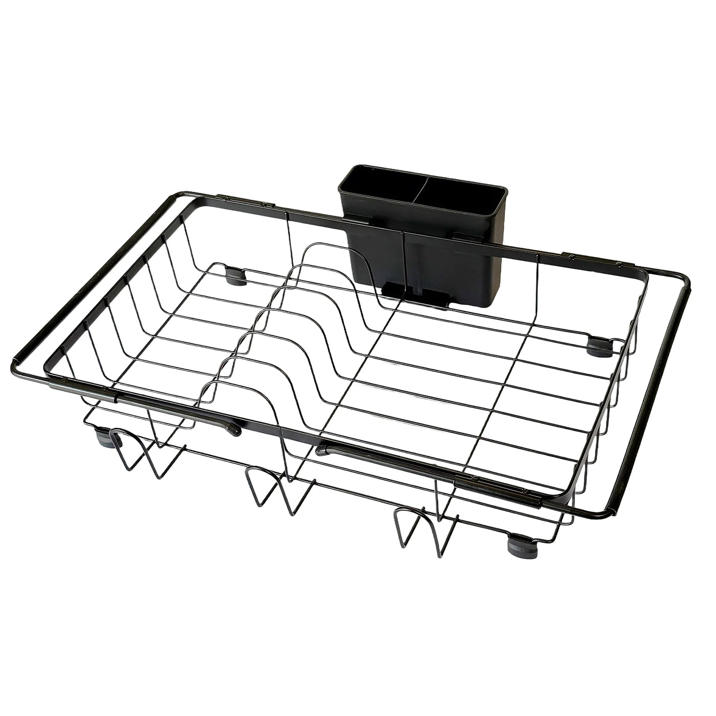 Dish Drying Rack in Sink, Expandable Stainless Steel Dish Rack Over The Sink, Kitchen Sink Drain Strainer with Cutlery Holder and Cup Holders