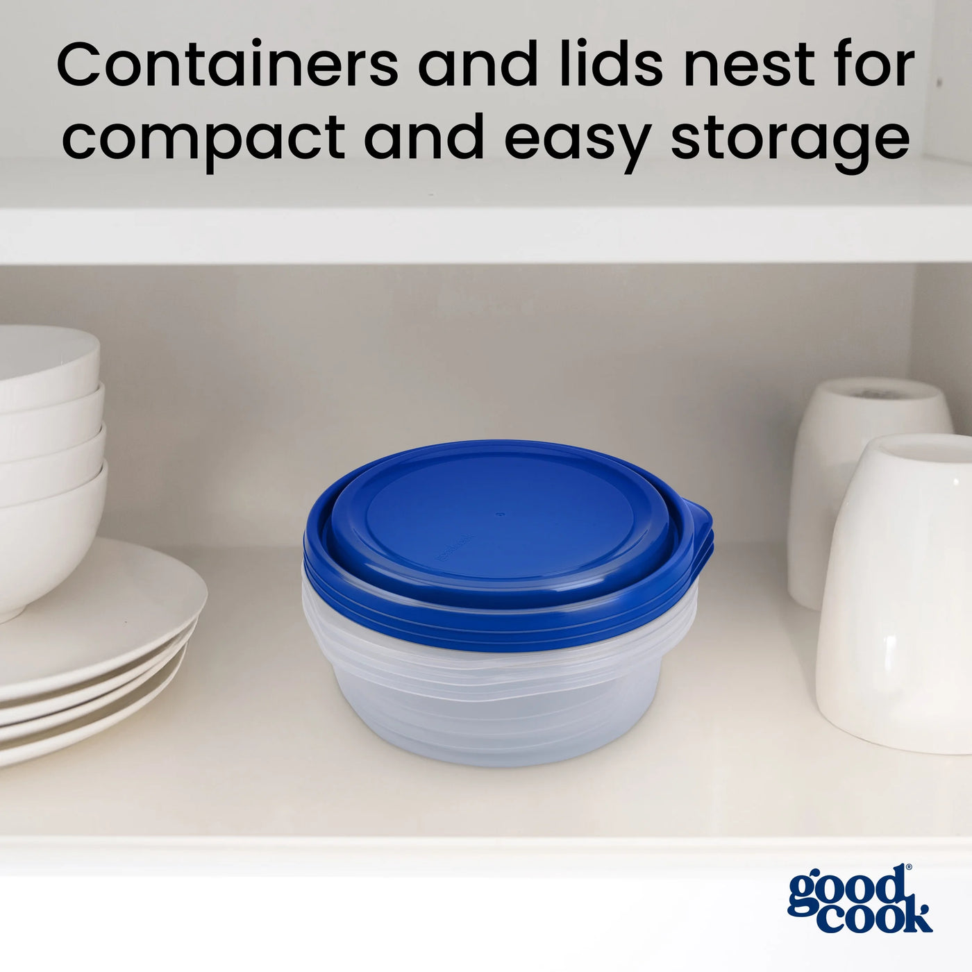 Medium Bowl Food Storage Container, 3-Pack, Blue, Made Without Bpa, Dishwasher Safe, for Pantry Organization, Meal Prep and Dry Food Storage