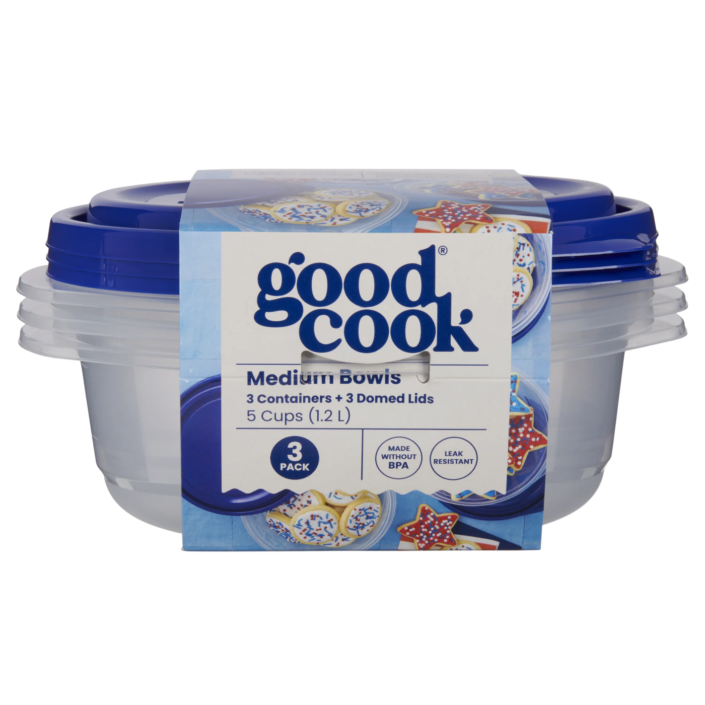 Medium Bowl Food Storage Container, 3-Pack, Blue, Made Without Bpa, Dishwasher Safe, for Pantry Organization, Meal Prep and Dry Food Storage