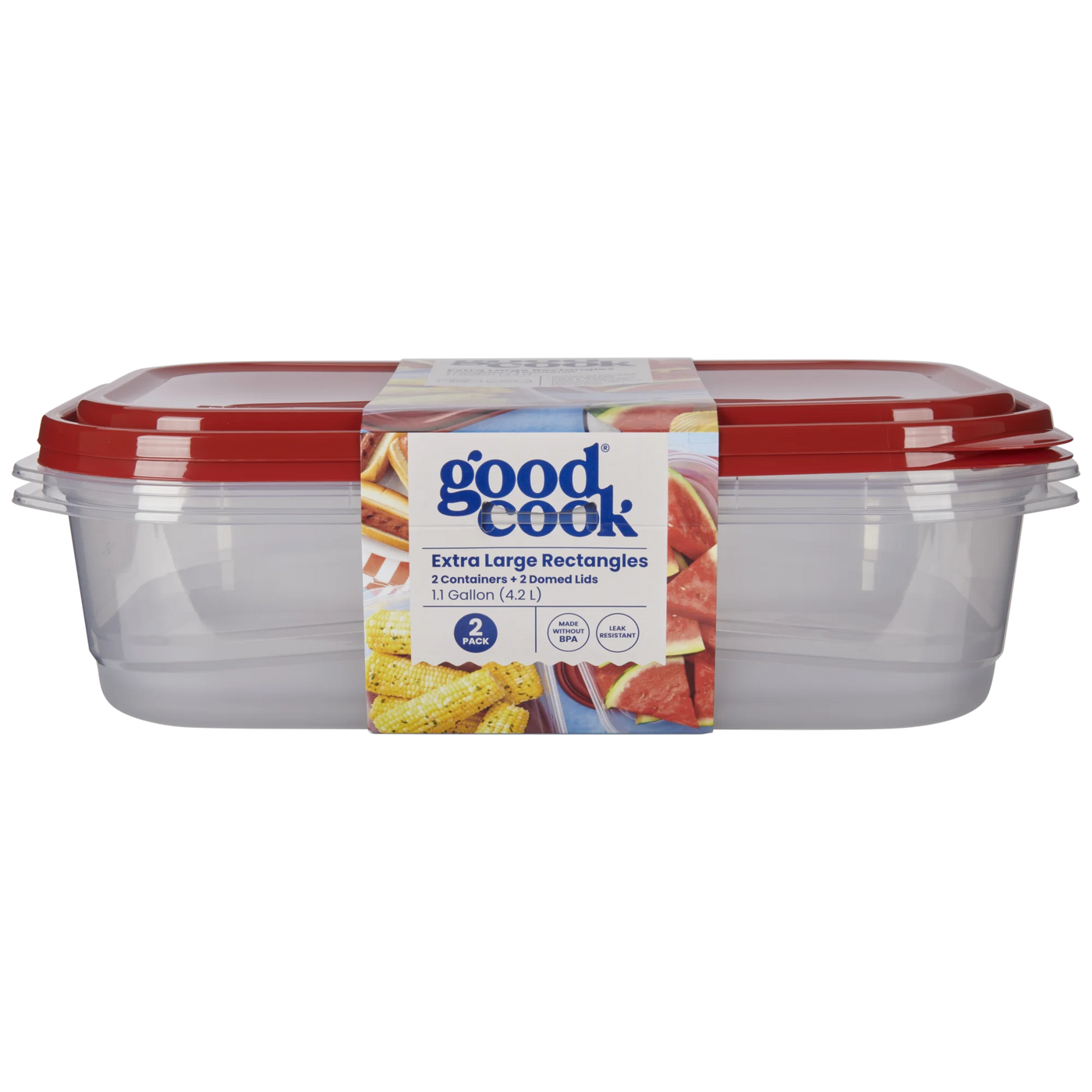 Large Rectangle Container, 2-Pack, Red, Made Without Bpa, Dishwasher Safe, for Pantry Organization, Meal Prep and Dry Food Storage