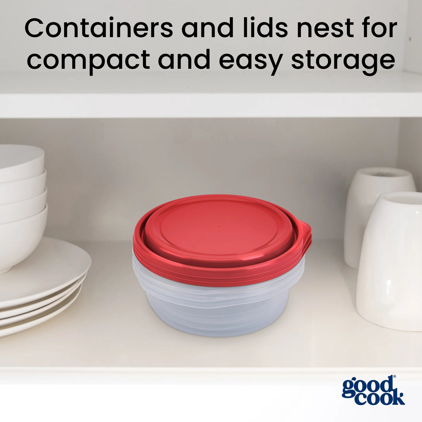Medium Bowl Food Storage Container, 3-Pack, Red, Made Without Bpa, Dishwasher Safe, for Pantry Organization, Meal Prep and Dry Food Storage