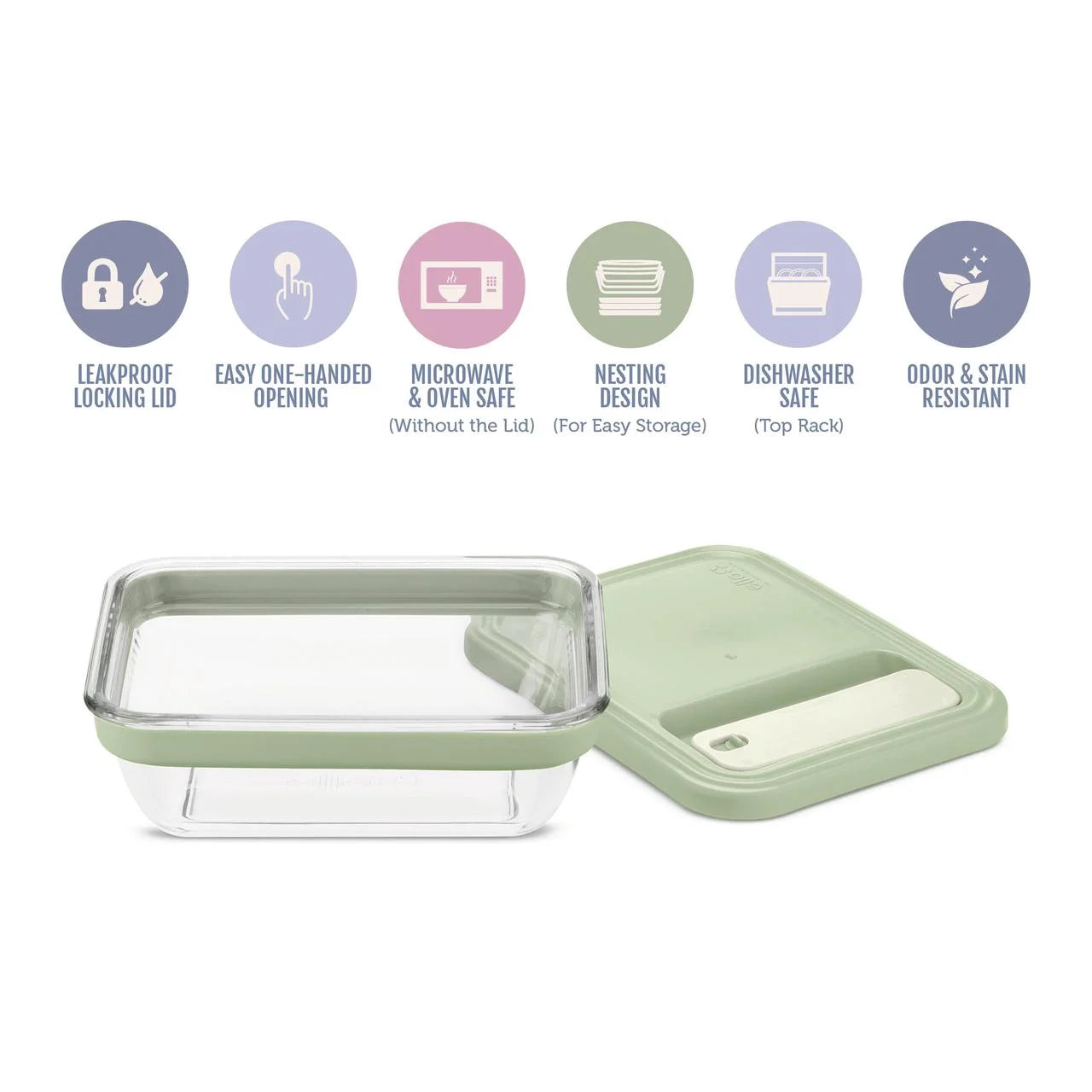 Fresh Stack Glass 4.7cup Food Storage Container, Made for Family Meals and Easy Serving, for Pantry Organization, Meal Prep and Dry Food Storage