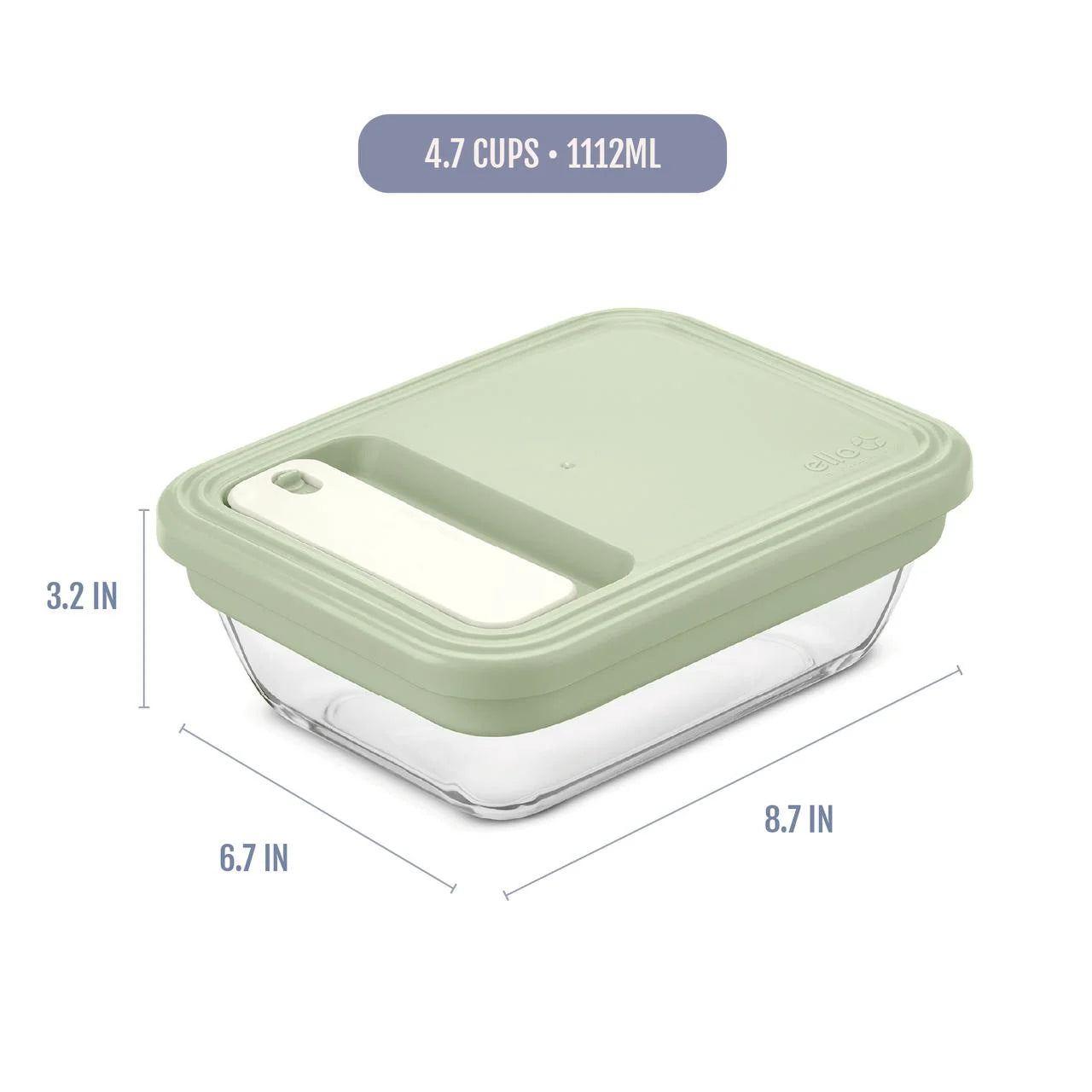 Fresh Stack Glass 4.7cup Food Storage Container, Made for Family Meals and Easy Serving, for Pantry Organization, Meal Prep and Dry Food Storage