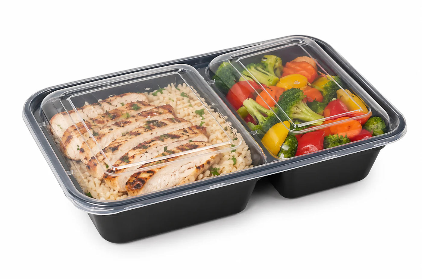 30-Piece (15 Containers + 15 Lids) with 2-Compartment Meal Prep, Bpa-free, Leak-resistant, Microwave and Dishwasher Safe