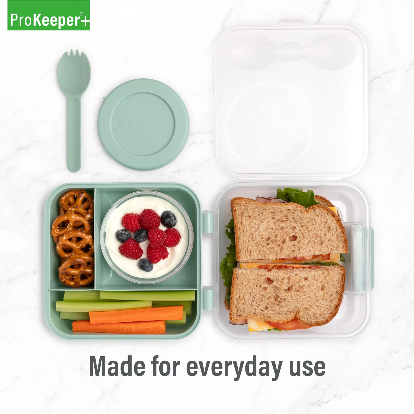+ Plastic Lunch Plus to Go, Well Suited to Hot or Cold Meals Away From Home, for Everyday Home Kitchen Cooking, Storage and Organization