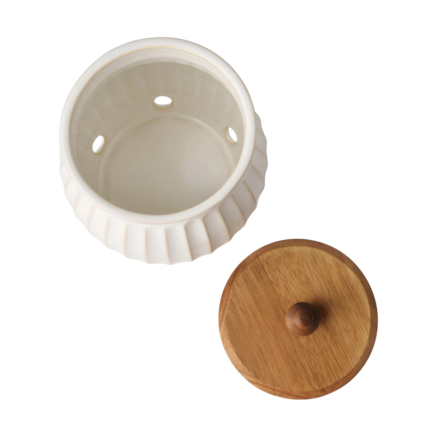 Colette Stoneware Onion Keeper, White, for Everyday Home Kitchen Cooking, Storage and Organization, Durable Design for Daily Home Use