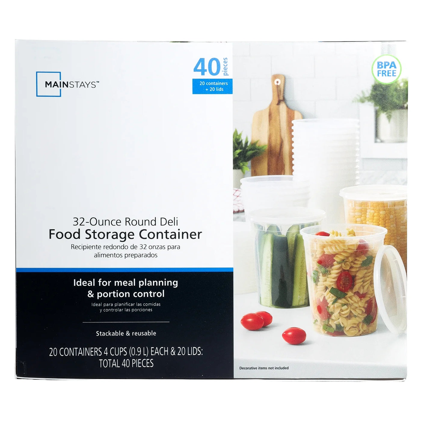 40-Piece 32oz Plastic Deli Container, Ideal Use for Meal Prep and Batch Cooking, for Pantry Organization, Meal Prep and Dry Food Storage